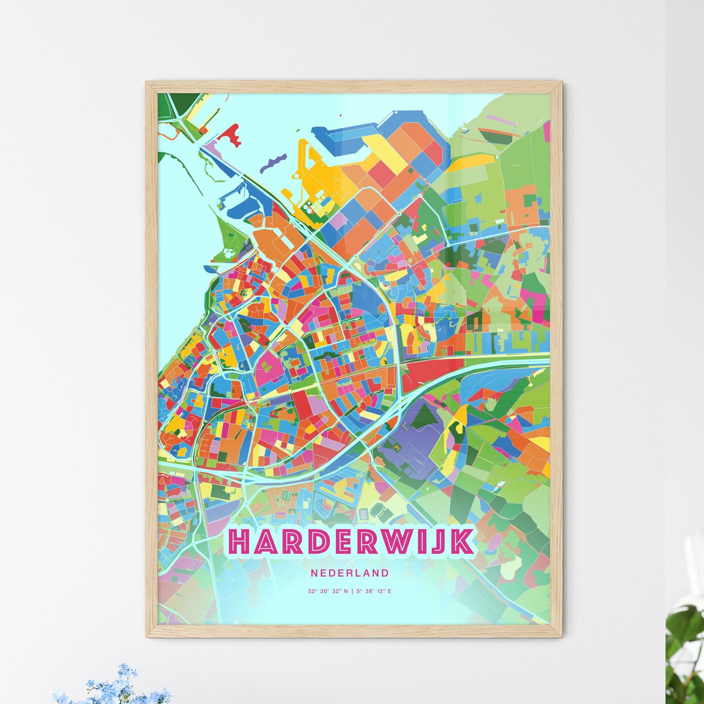 Colorful HARDERWIJK NETHERLANDS Fine Art Map Crazy Colors