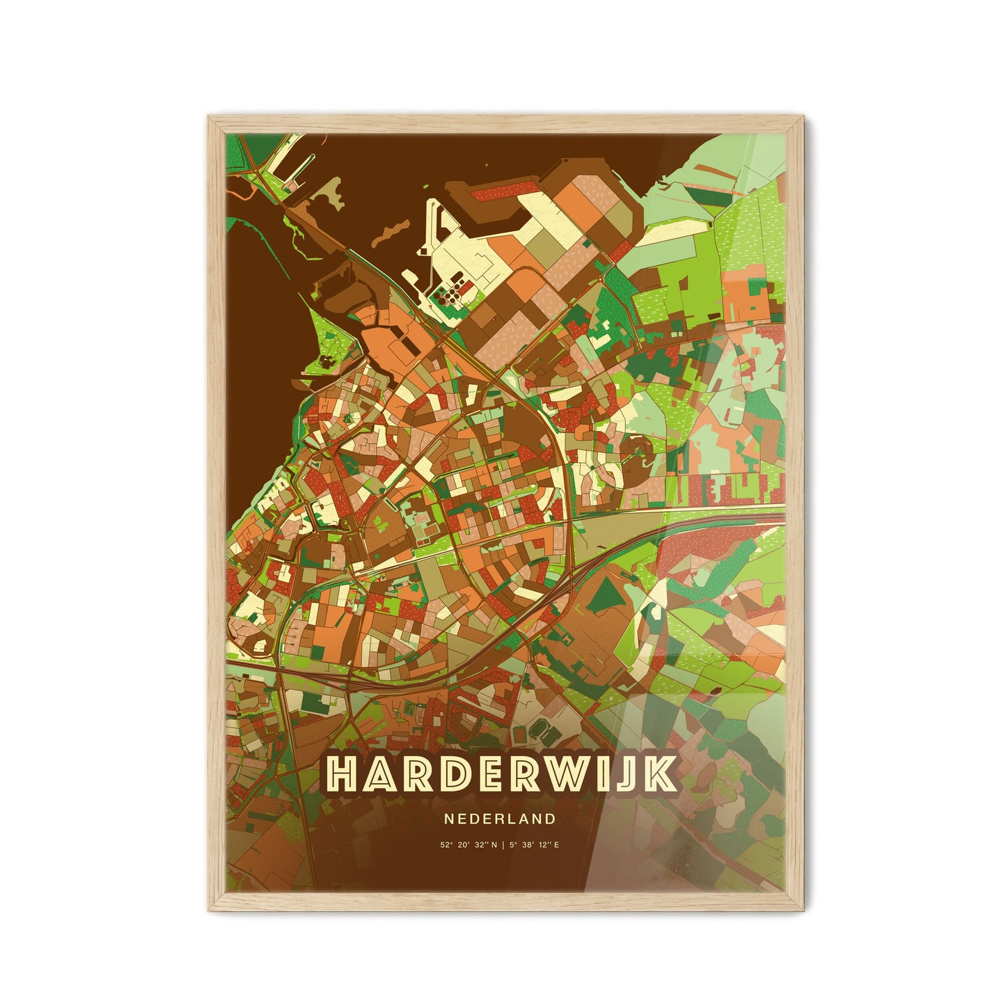 Colorful HARDERWIJK NETHERLANDS Fine Art Map Farmhouse