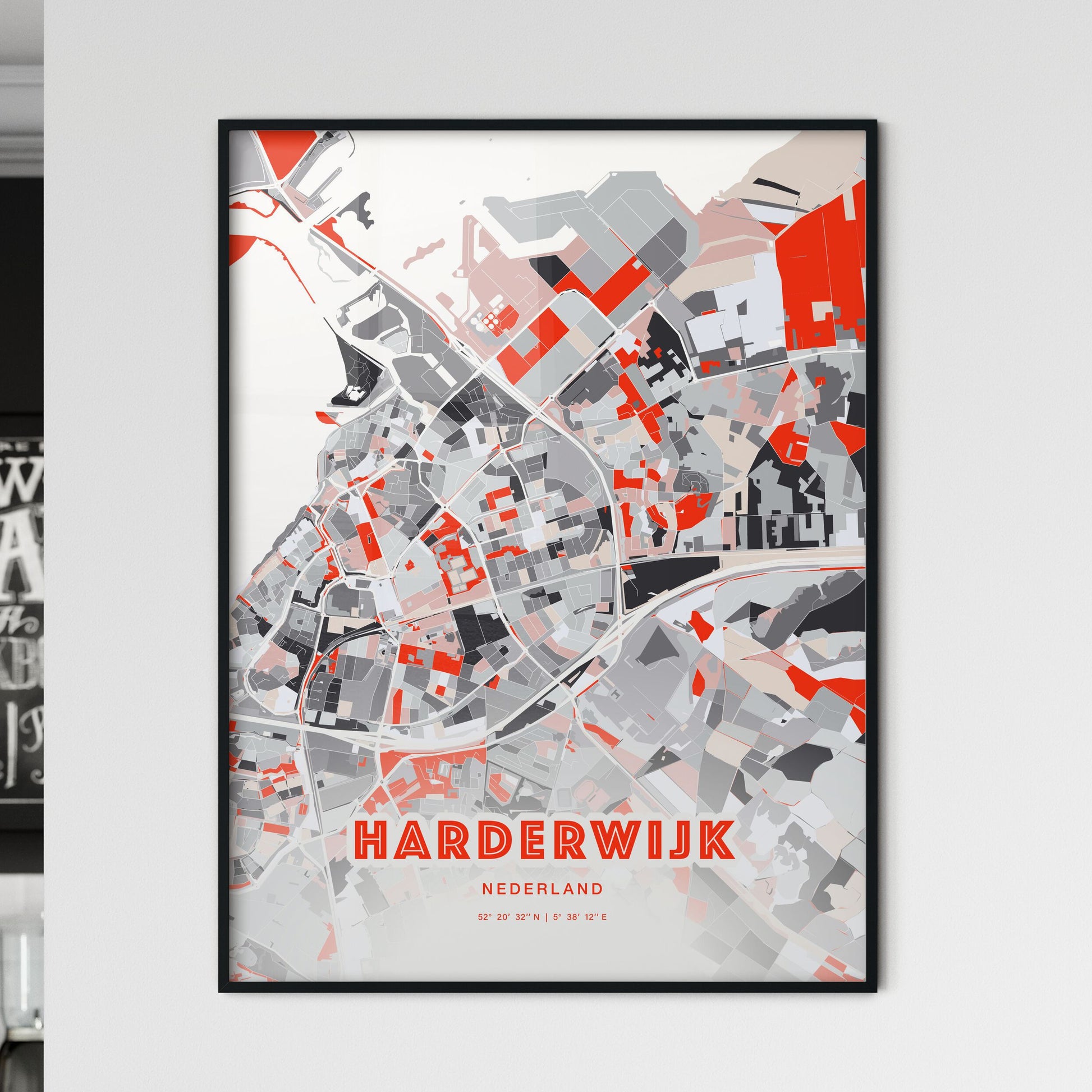 Colorful HARDERWIJK NETHERLANDS Fine Art Map Modern