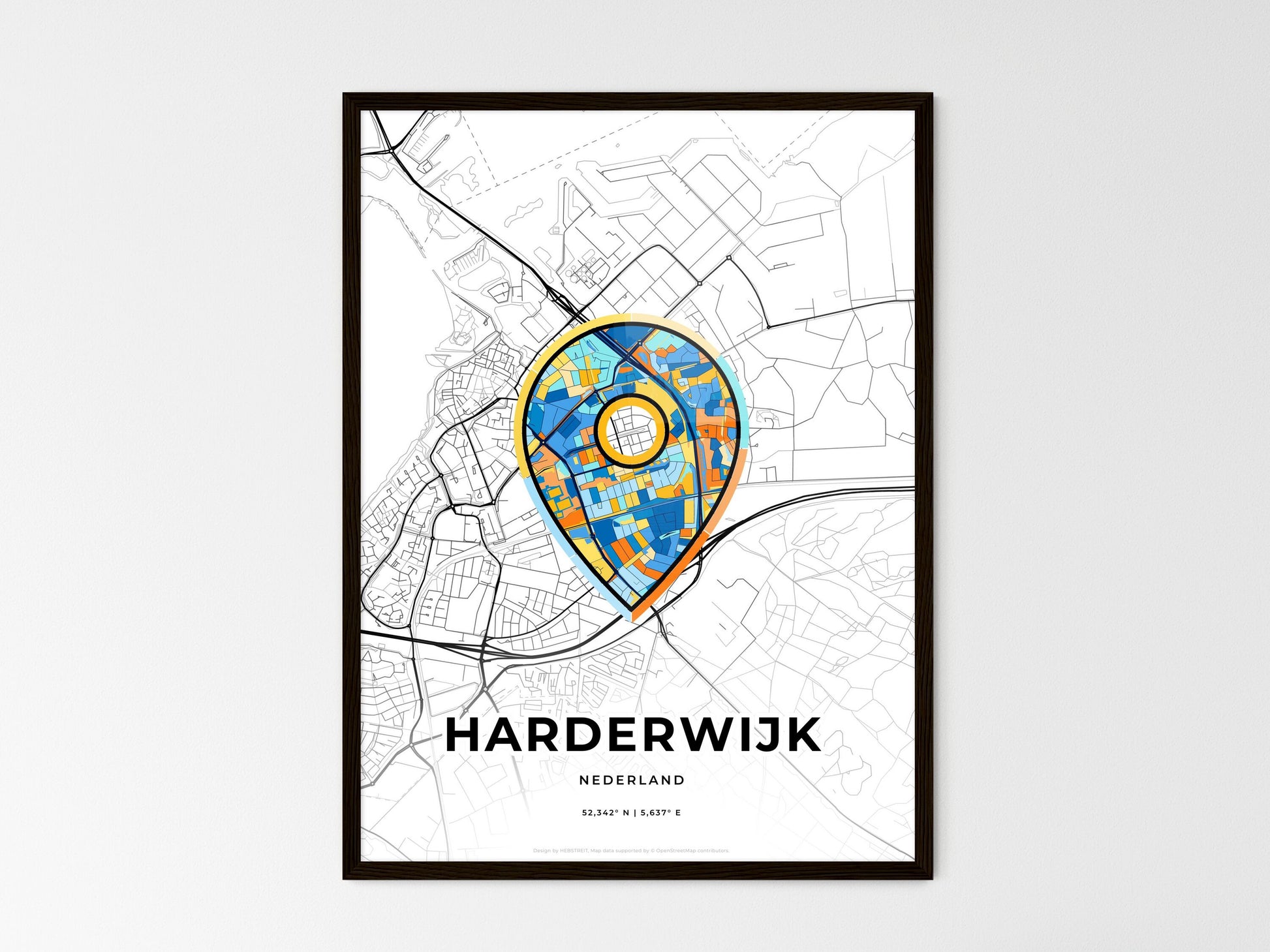 Harderwijk Netherlands wedding art map with pointer icon
