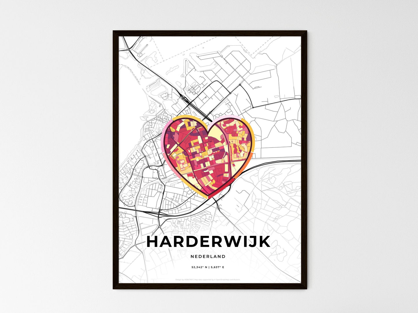 Harderwijk Netherlands wedding art map with heart icon