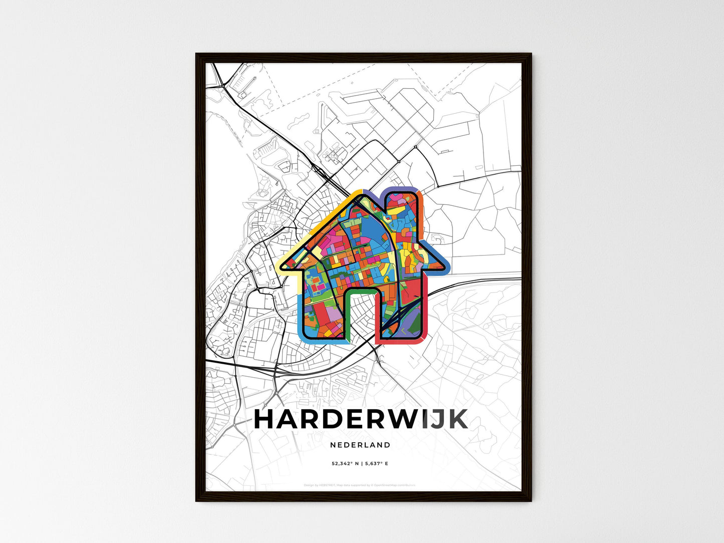 Harderwijk Netherlands wedding art map with home icon