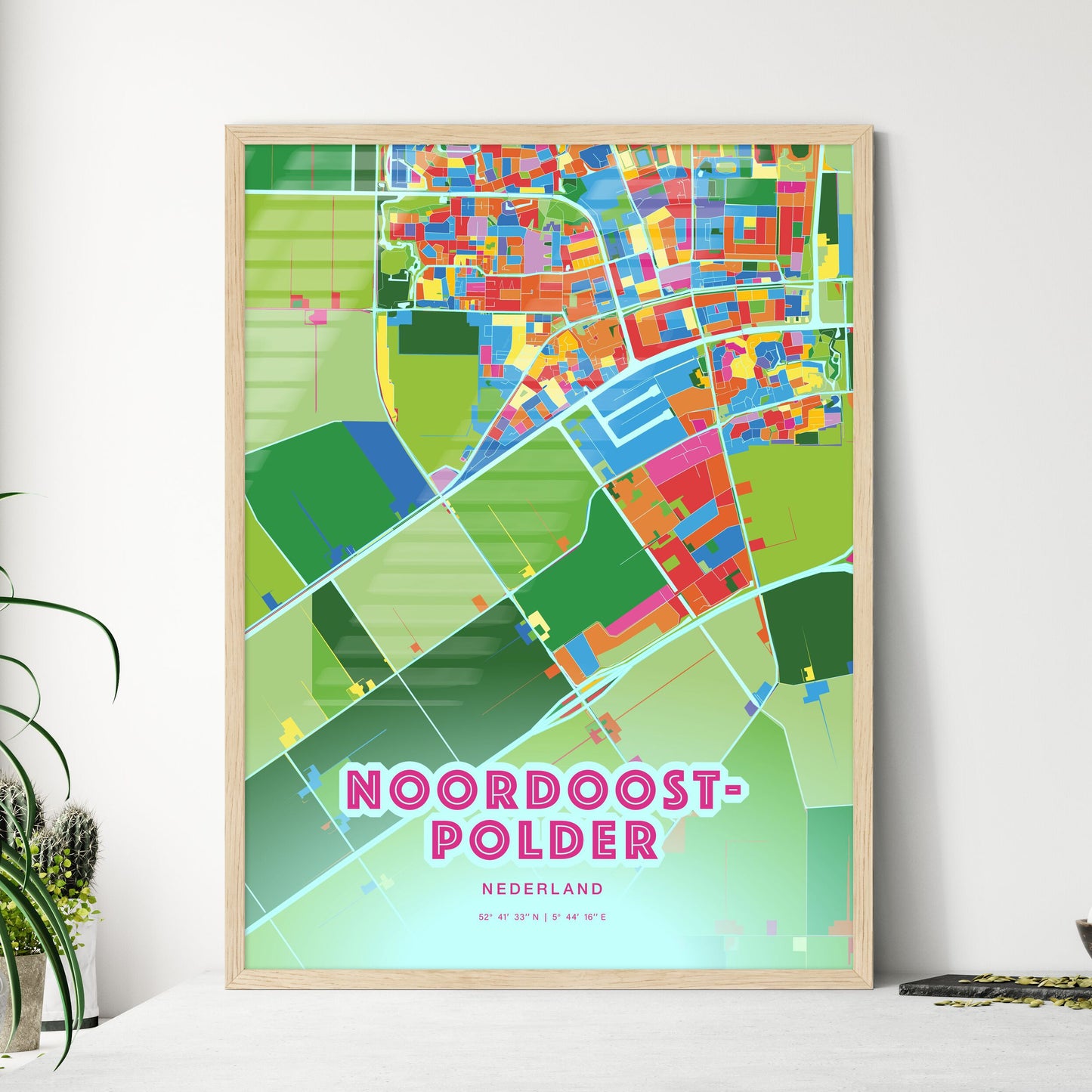 Colorful NOORDOOSTPOLDER NETHERLANDS Fine Art Map Crazy Colors