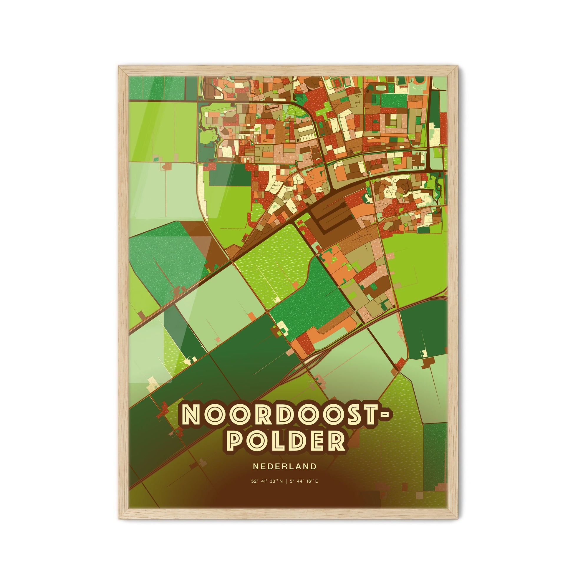 Colorful NOORDOOSTPOLDER NETHERLANDS Fine Art Map Farmhouse