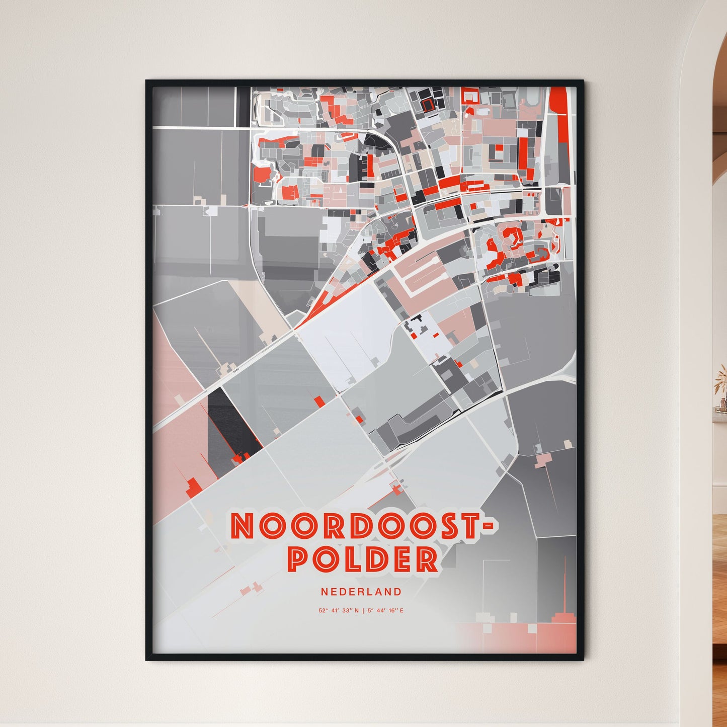 Colorful NOORDOOSTPOLDER NETHERLANDS Fine Art Map Modern