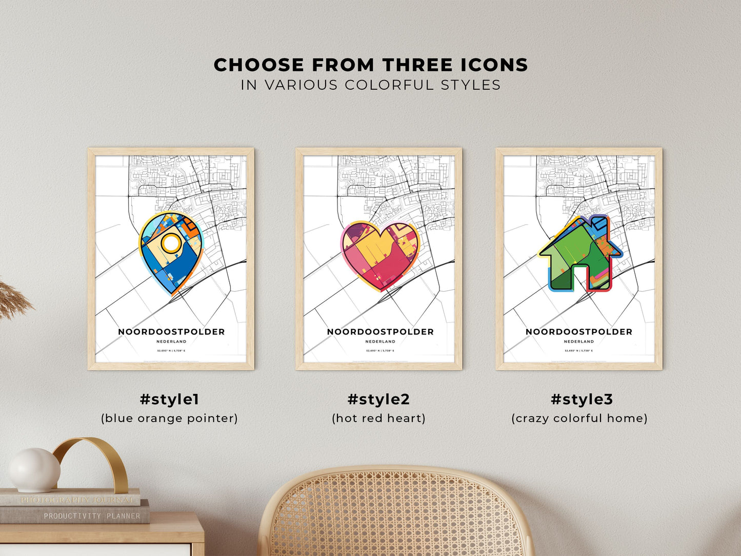 Noordoostpolder Netherlands maps with colorful icons