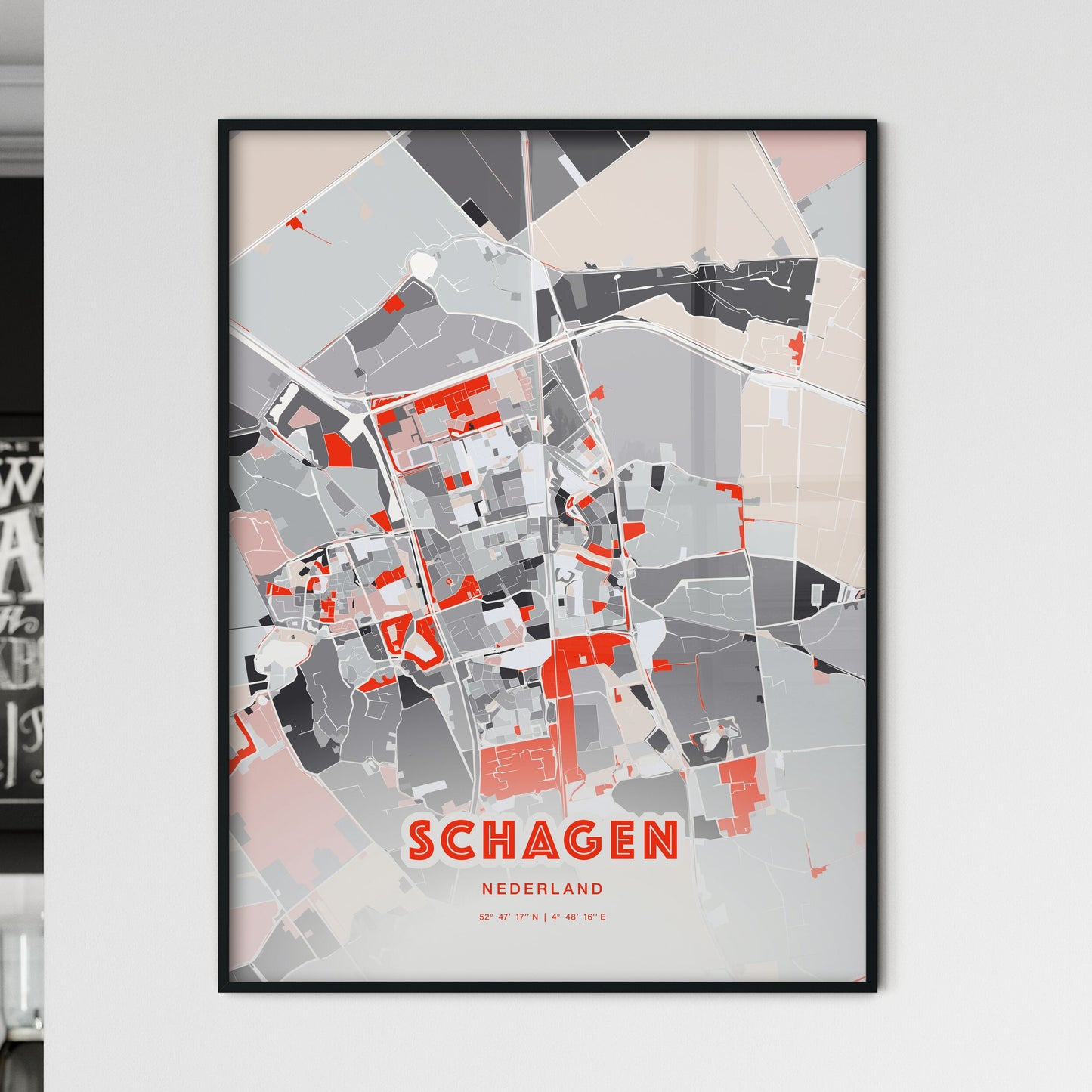 Colorful SCHAGEN NETHERLANDS Fine Art Map Modern