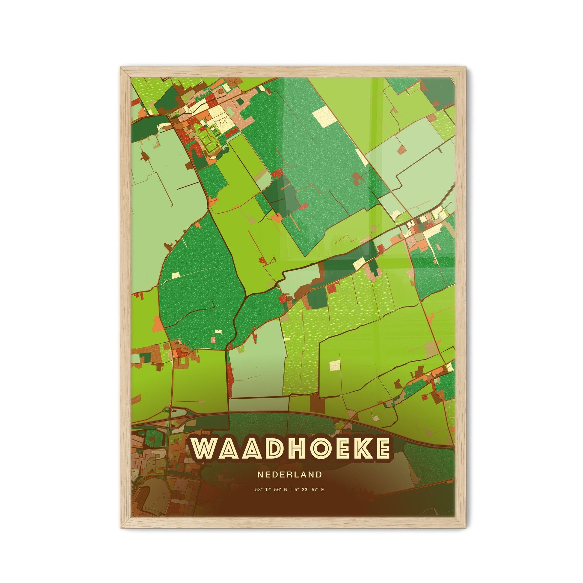 Colorful WAADHOEKE NETHERLANDS Fine Art Map Farmhouse