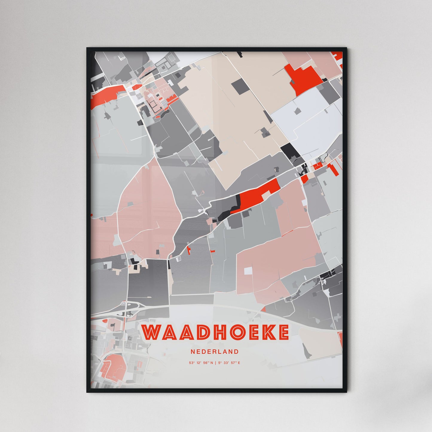 Colorful WAADHOEKE NETHERLANDS Fine Art Map Modern