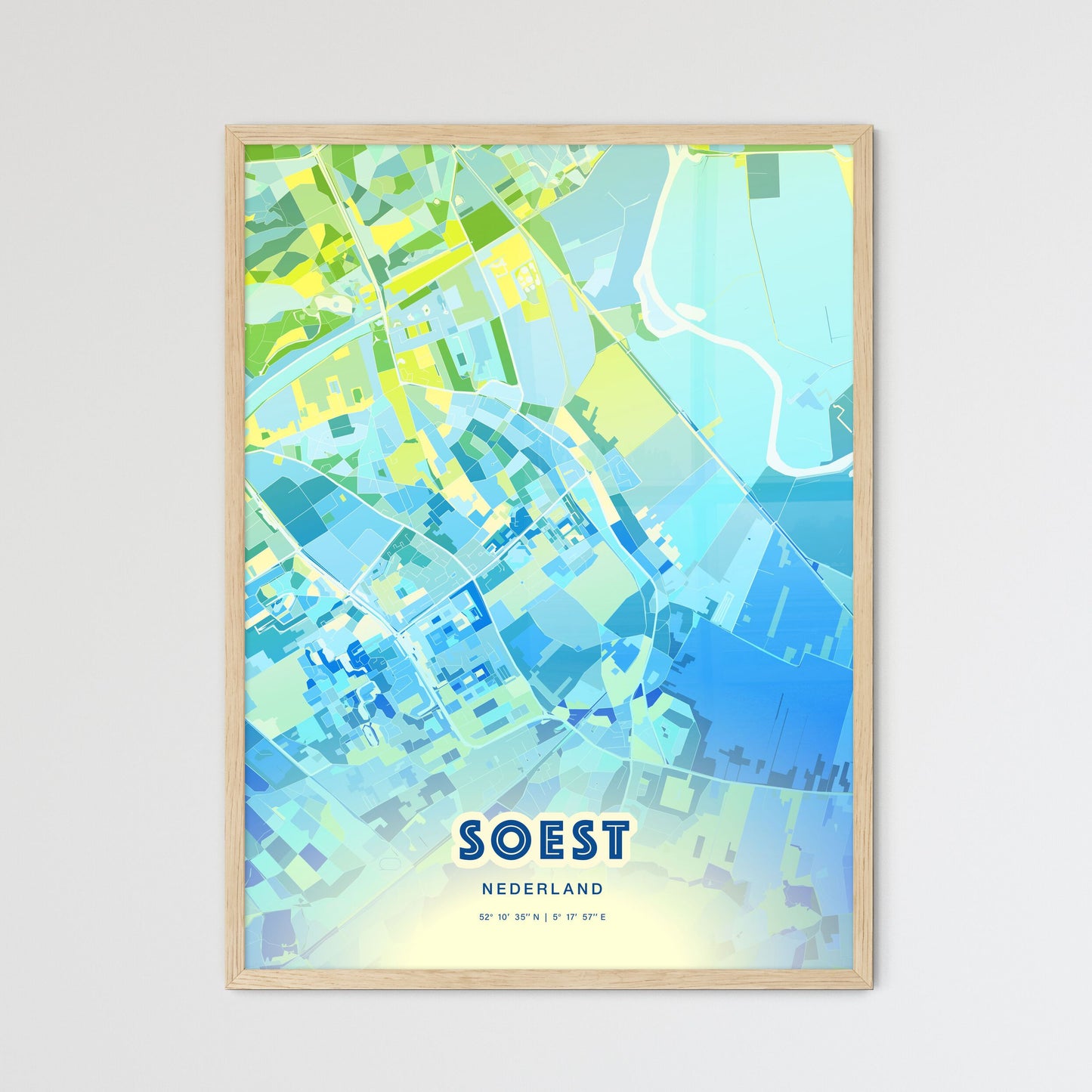 Colorful SOEST NETHERLANDS Fine Art Map Cool Blue