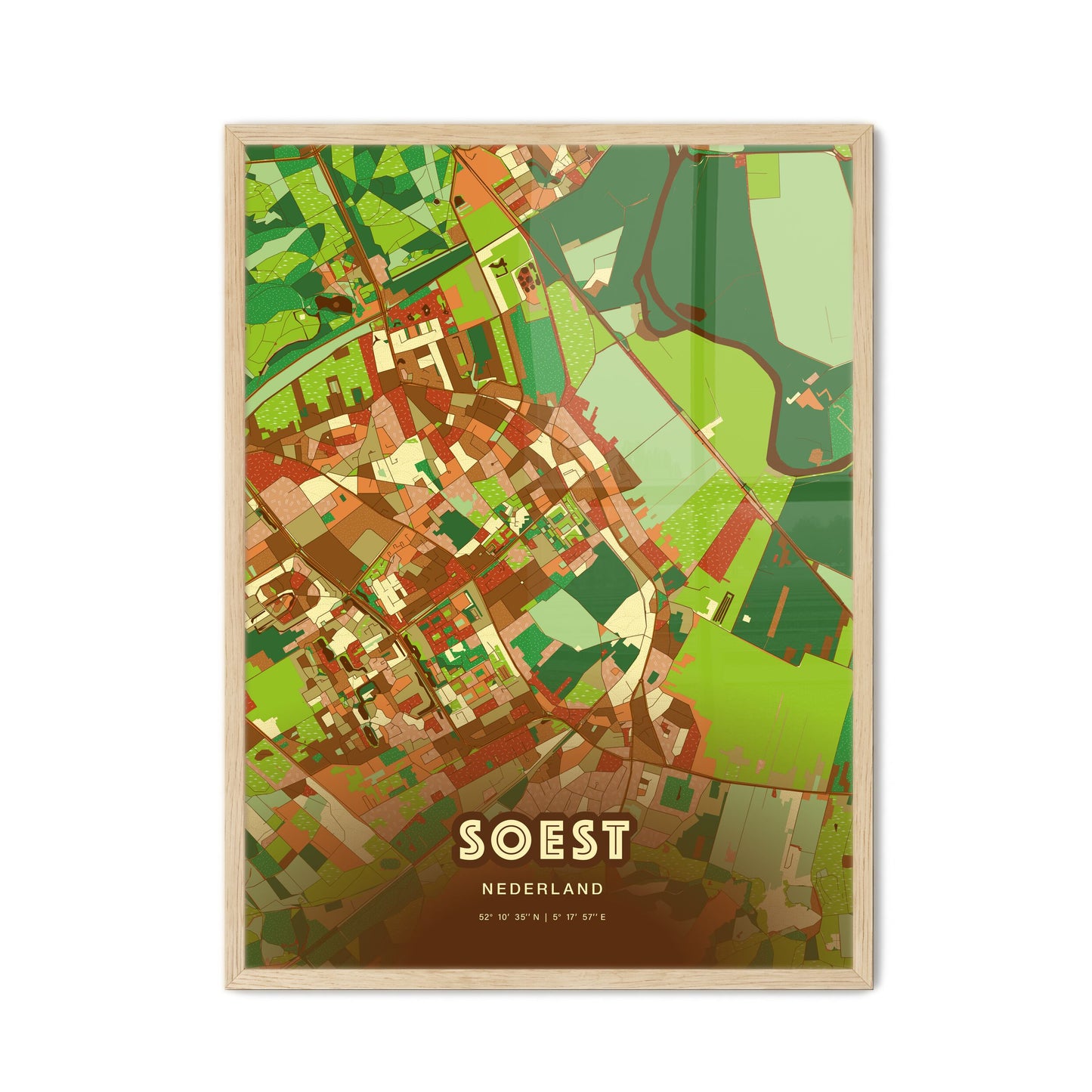 Colorful SOEST NETHERLANDS Fine Art Map Farmhouse