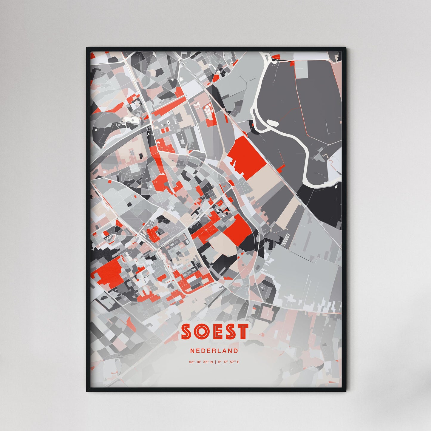 Colorful SOEST NETHERLANDS Fine Art Map Modern