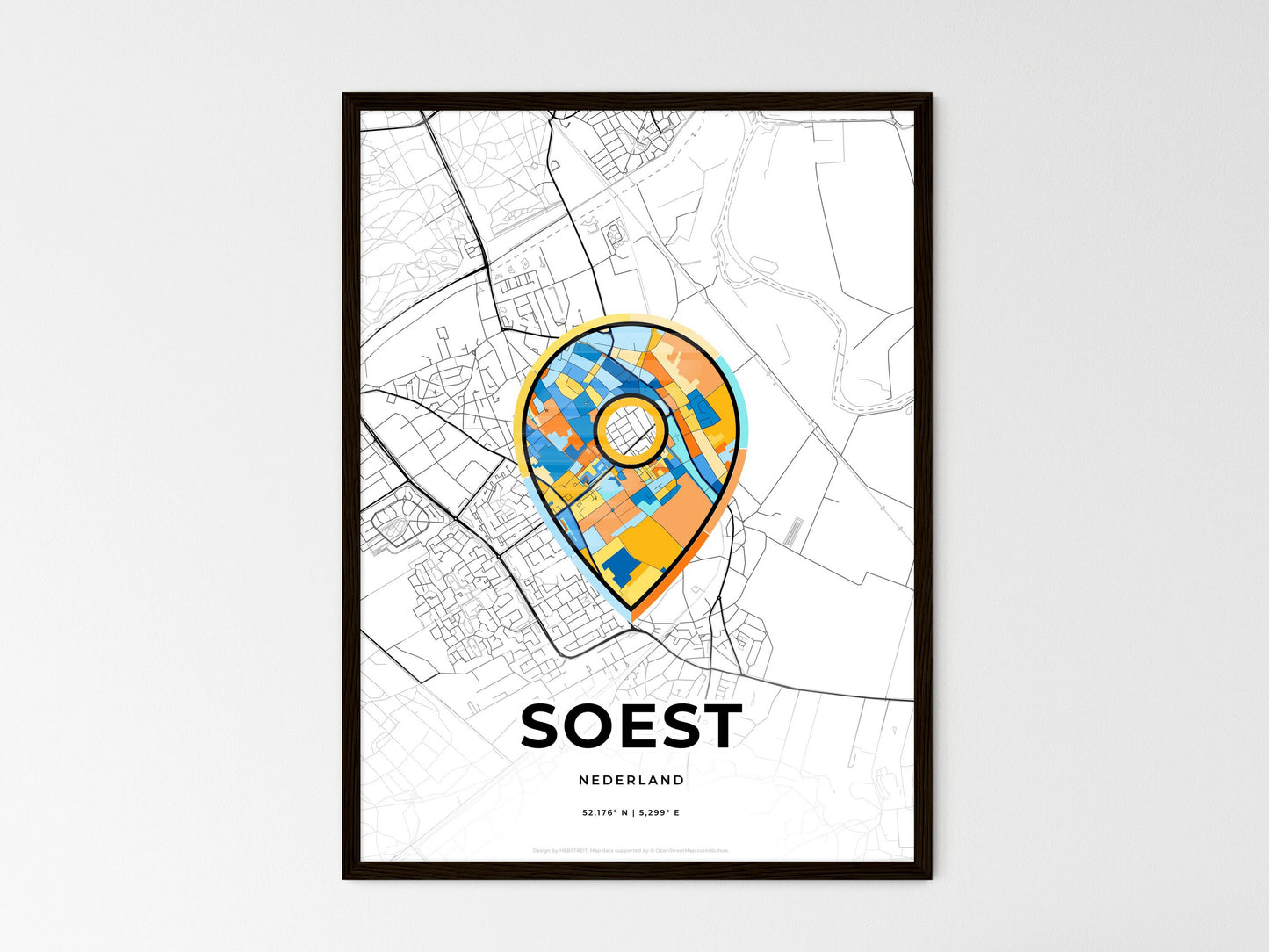Soest Netherlands wedding art map with pointer icon