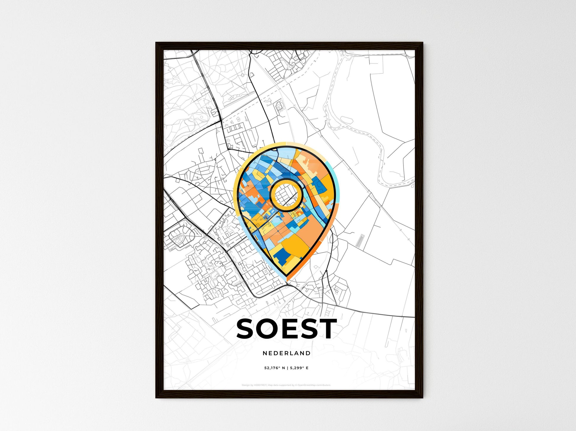 Soest Netherlands wedding art map with pointer icon
