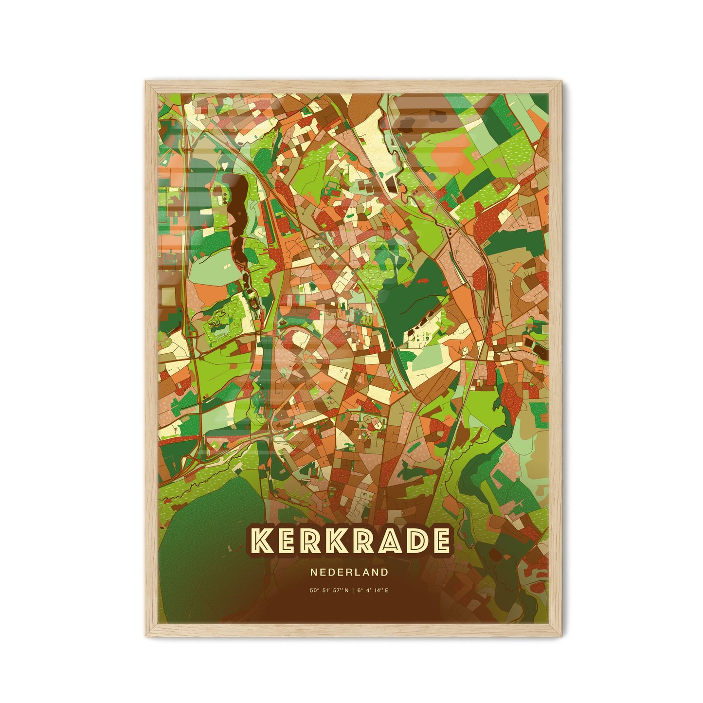 Colorful KERKRADE NETHERLANDS Fine Art Map Farmhouse