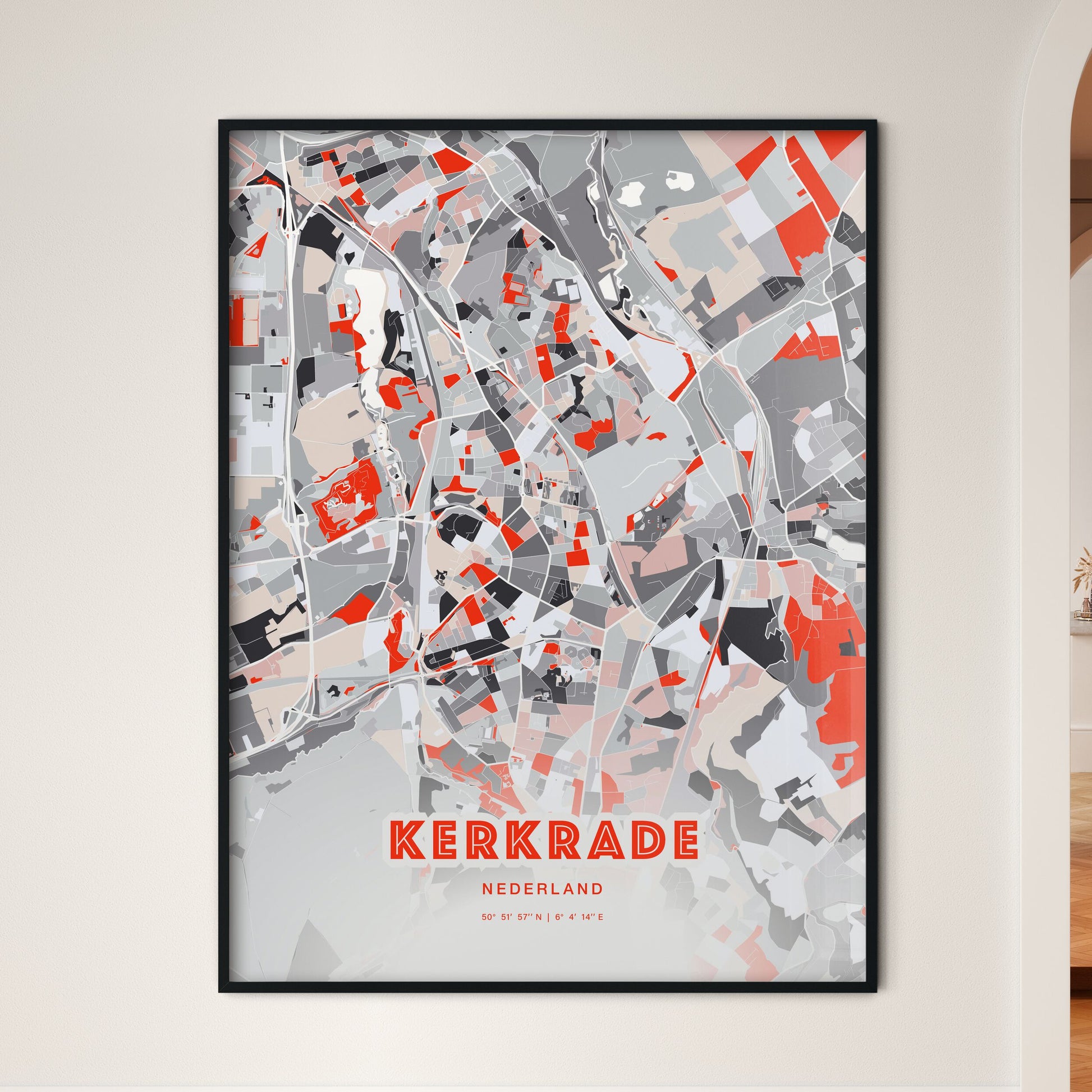 Colorful KERKRADE NETHERLANDS Fine Art Map Modern