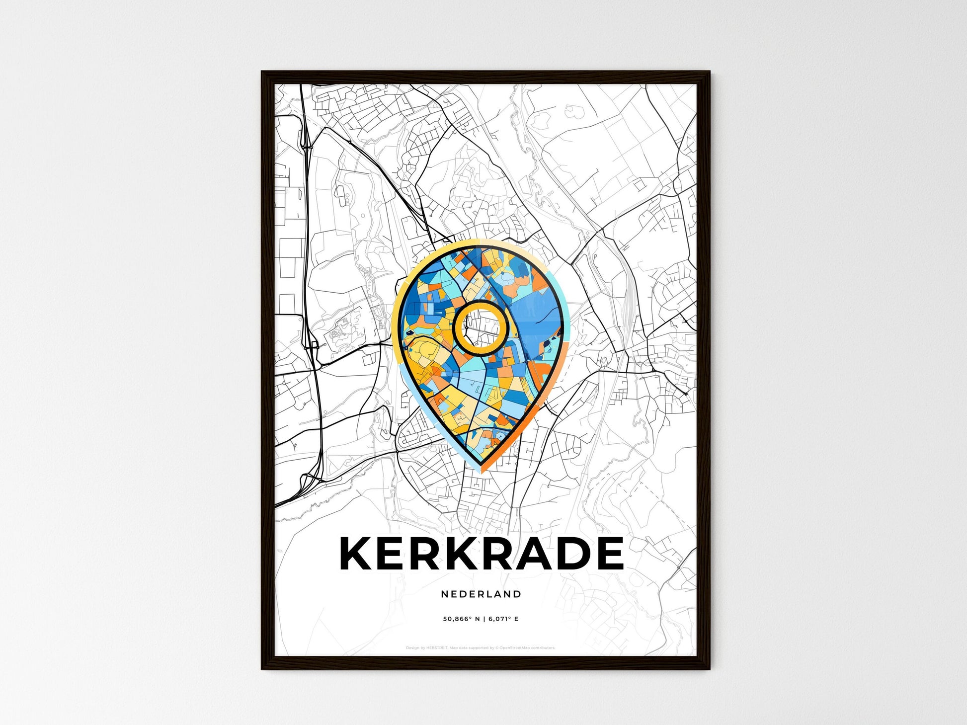 Kerkrade Netherlands wedding art map with pointer icon