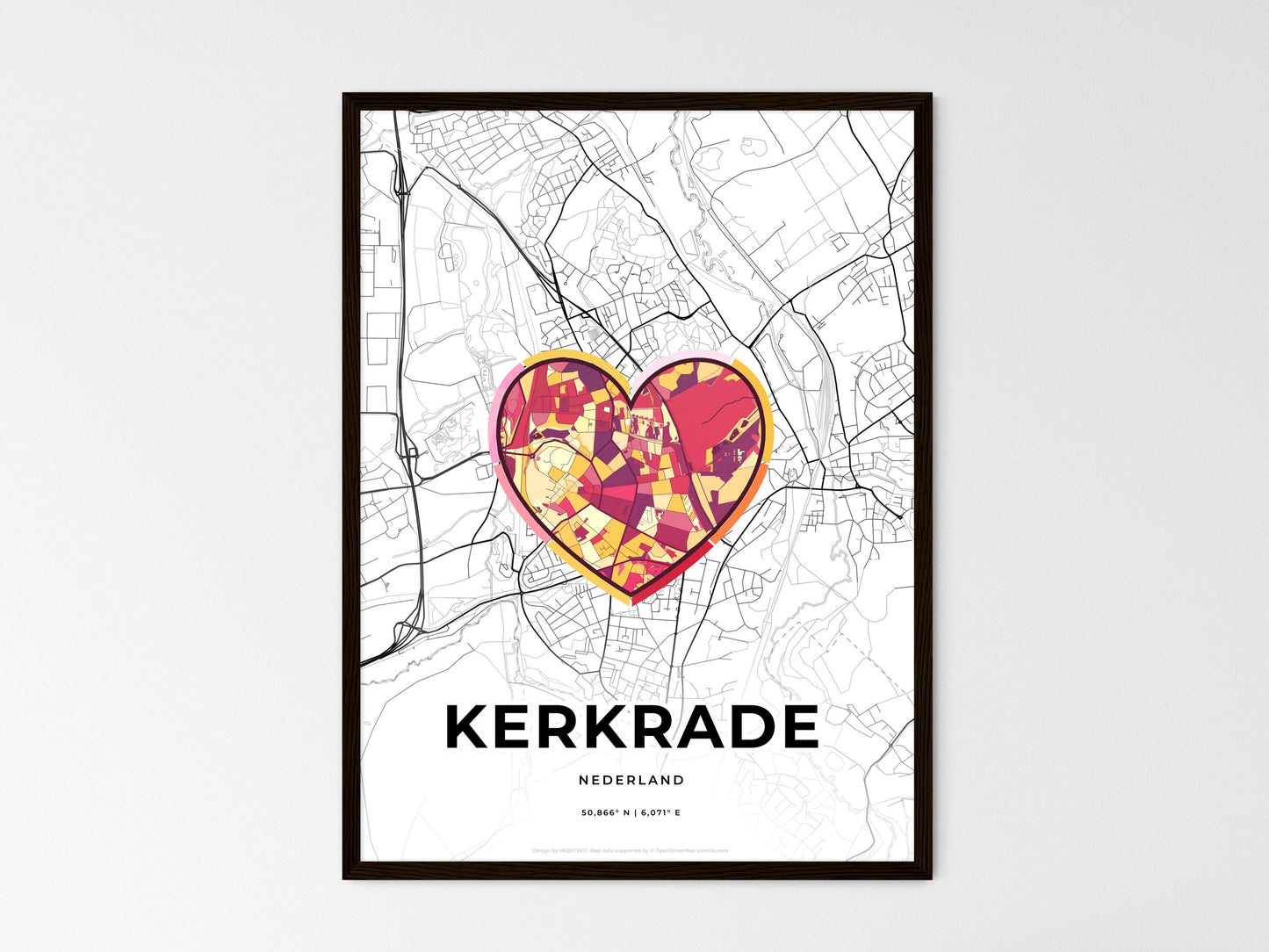Kerkrade Netherlands wedding art map with heart icon