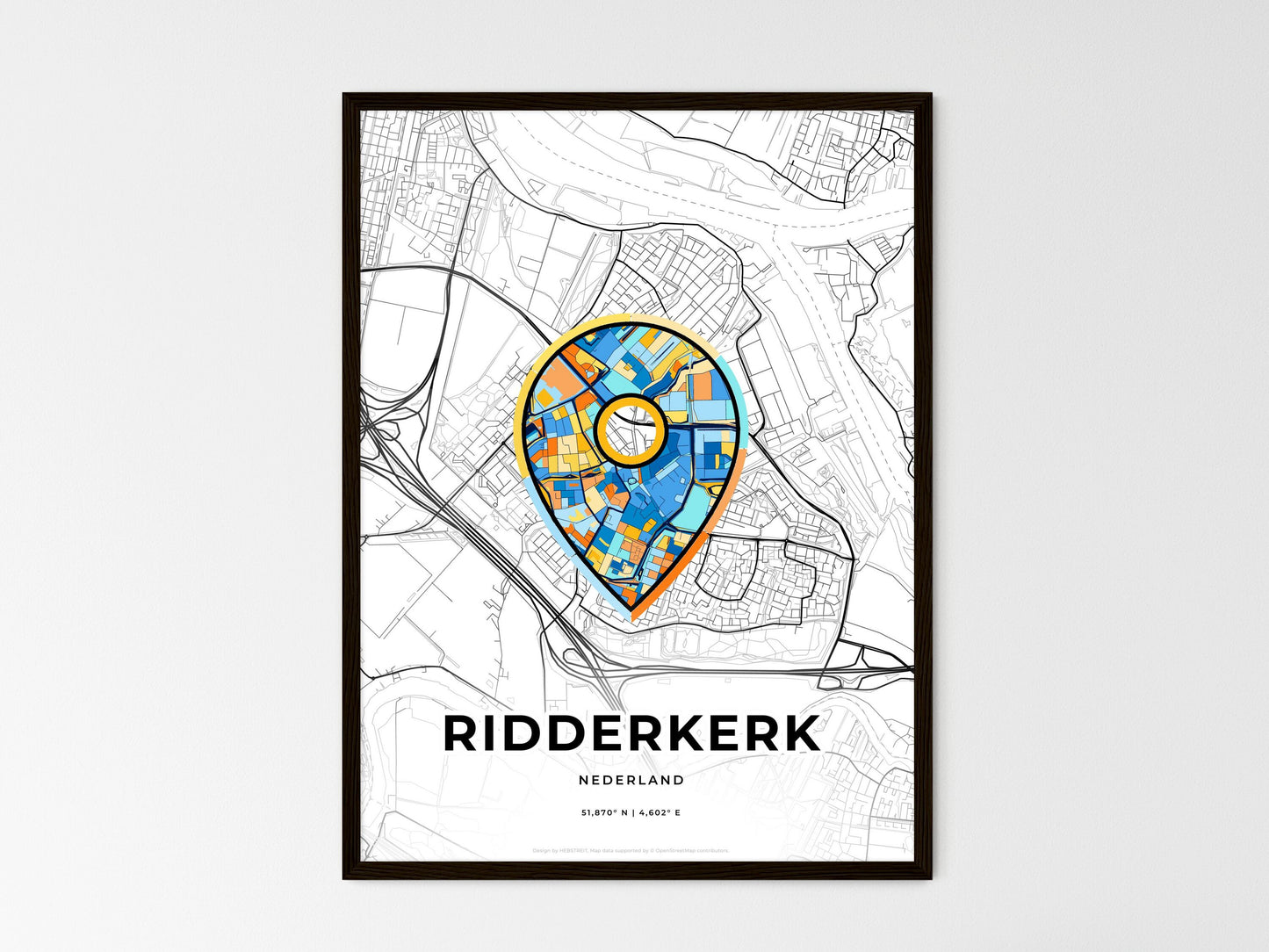 Ridderkerk Netherlands wedding art map with pointer icon