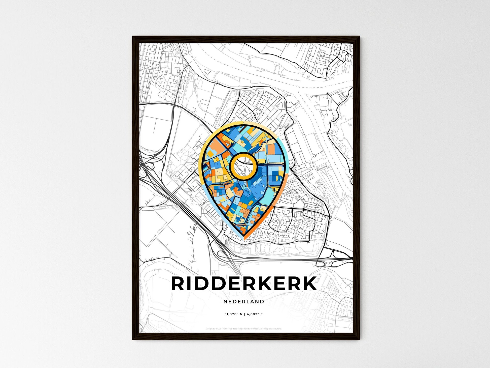 Ridderkerk Netherlands wedding art map with pointer icon