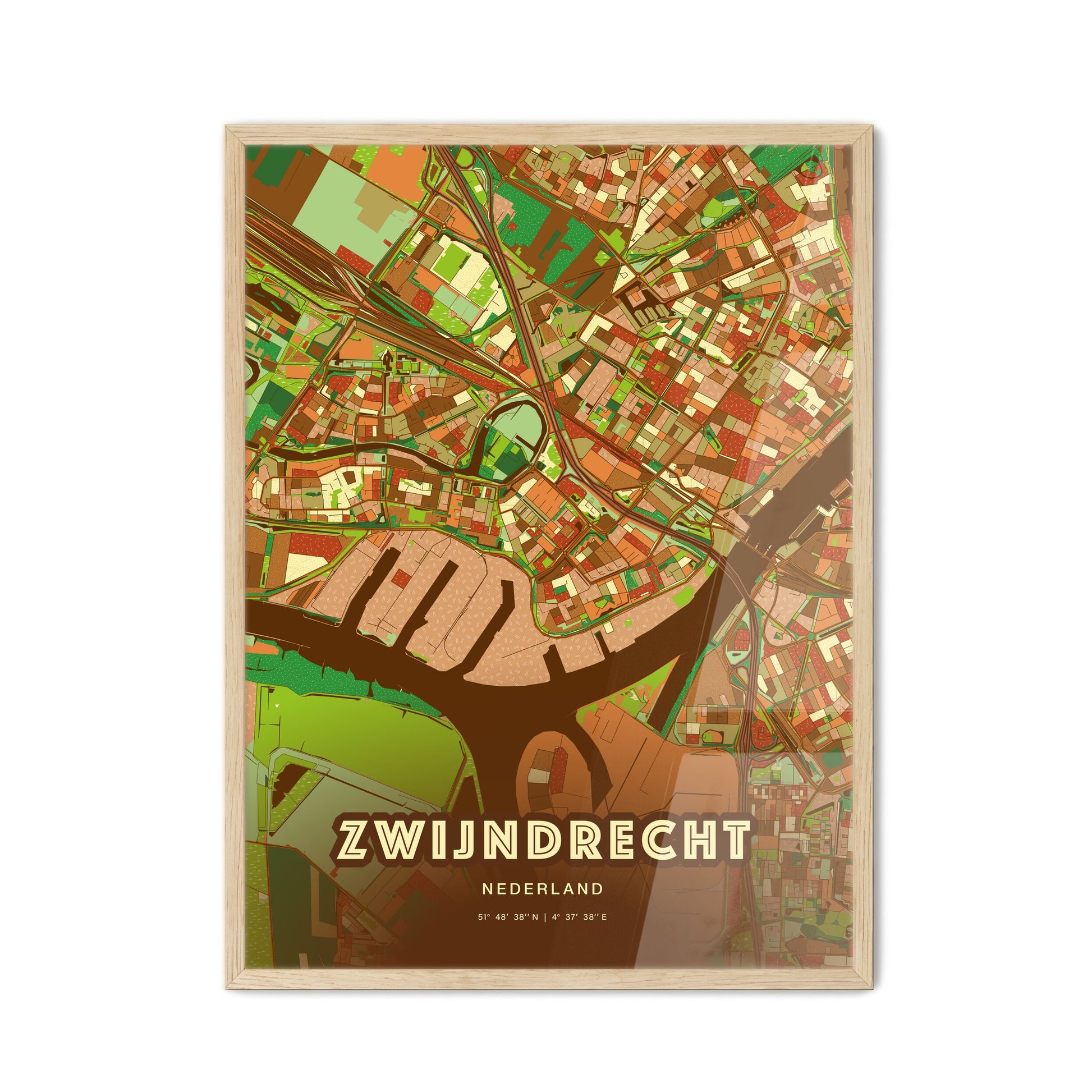 Colorful ZWIJNDRECHT NETHERLANDS Fine Art Map Farmhouse