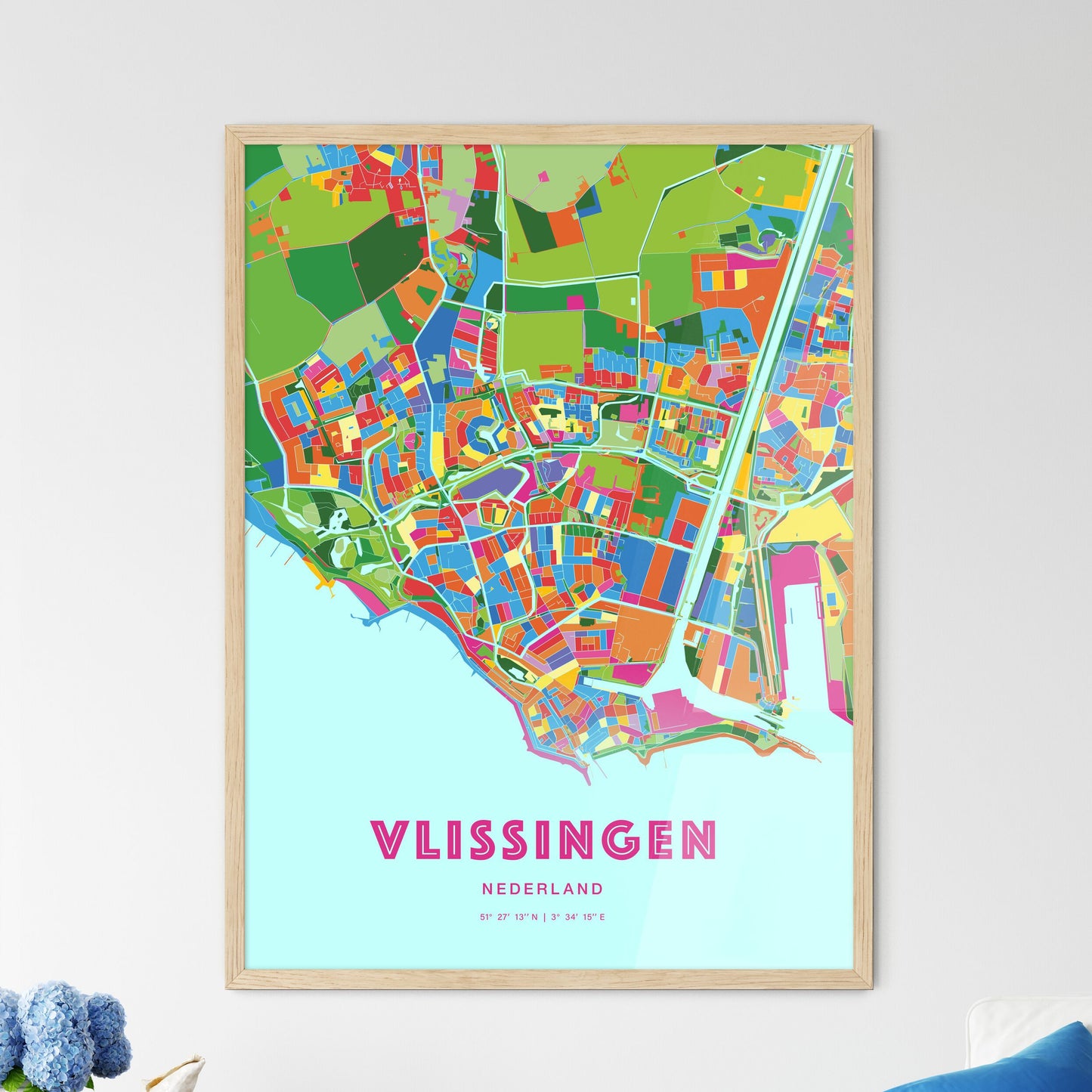Colorful VLISSINGEN NETHERLANDS Fine Art Map Crazy Colors