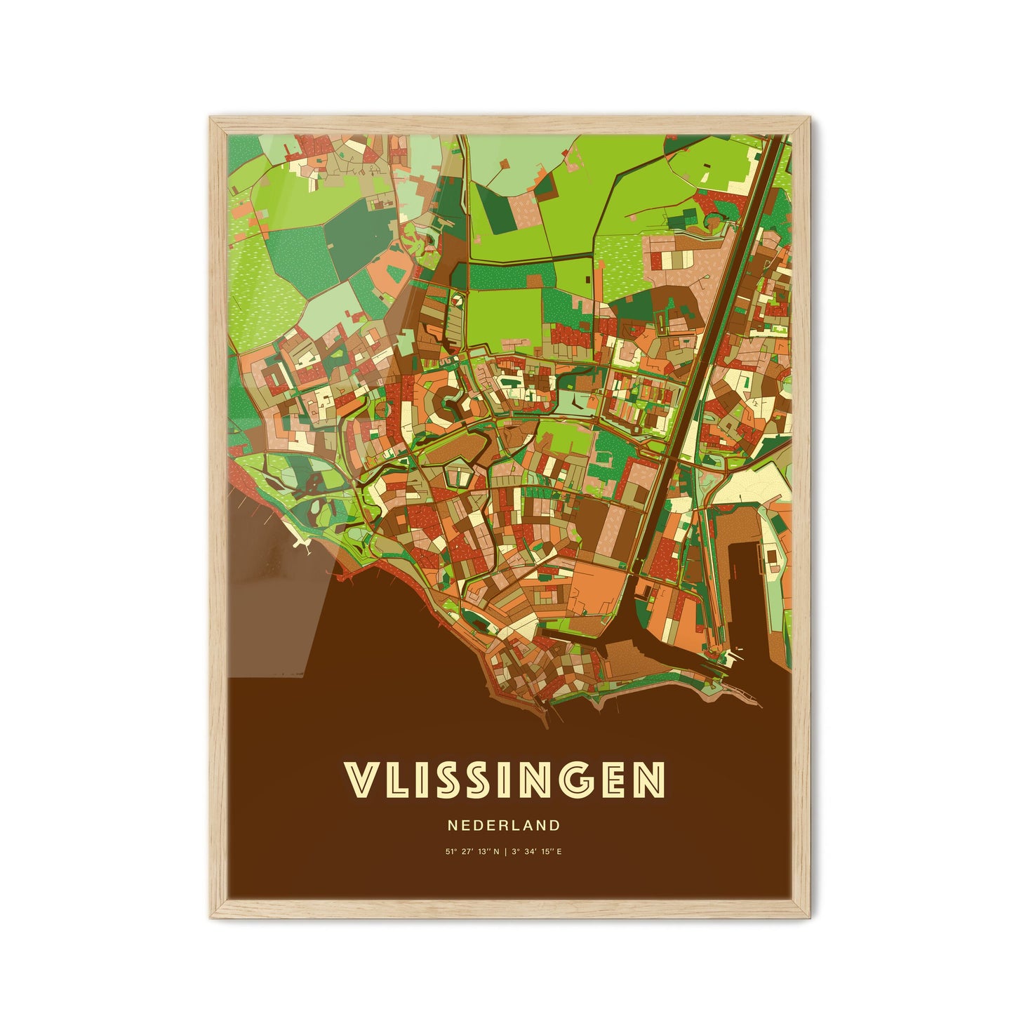 Colorful VLISSINGEN NETHERLANDS Fine Art Map Farmhouse