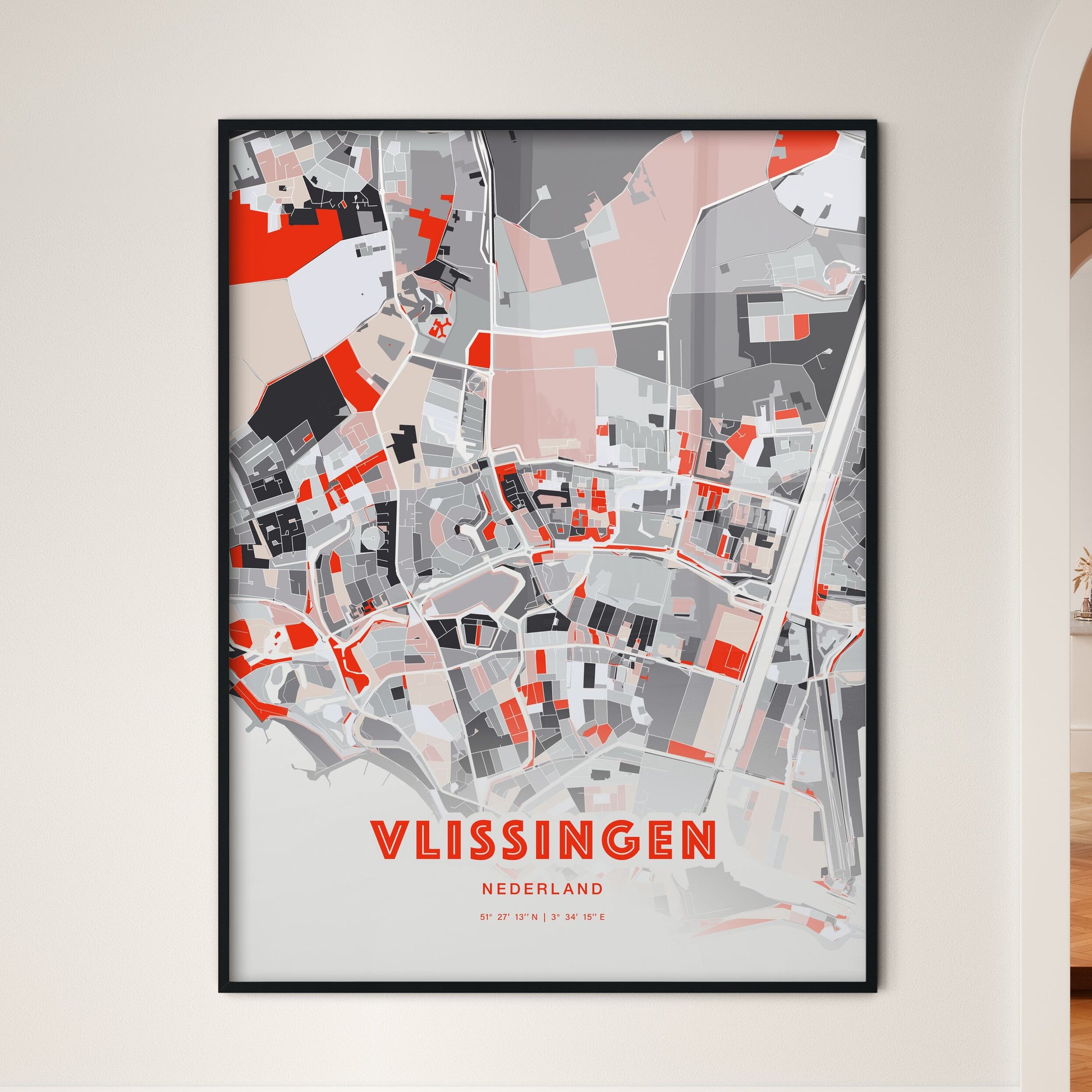 Colorful VLISSINGEN NETHERLANDS Fine Art Map Modern