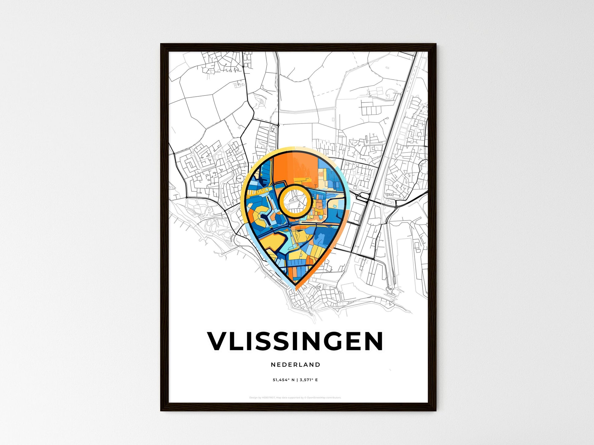 Vlissingen Netherlands wedding art map with pointer icon