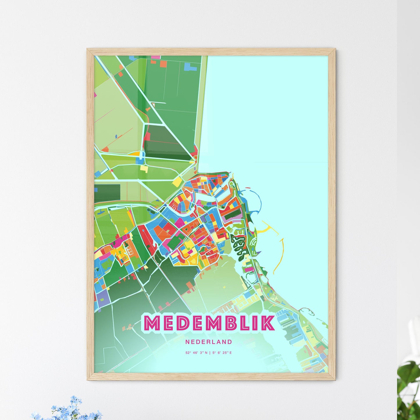Colorful MEDEMBLIK NETHERLANDS Fine Art Map Crazy Colors
