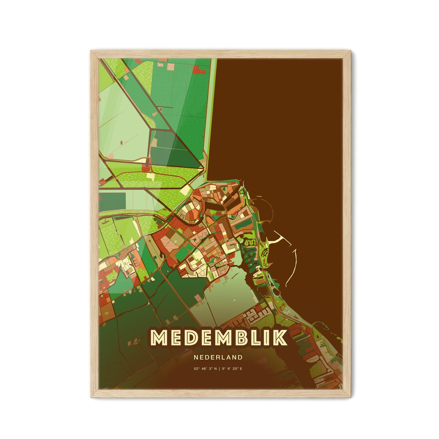 Colorful MEDEMBLIK NETHERLANDS Fine Art Map Farmhouse