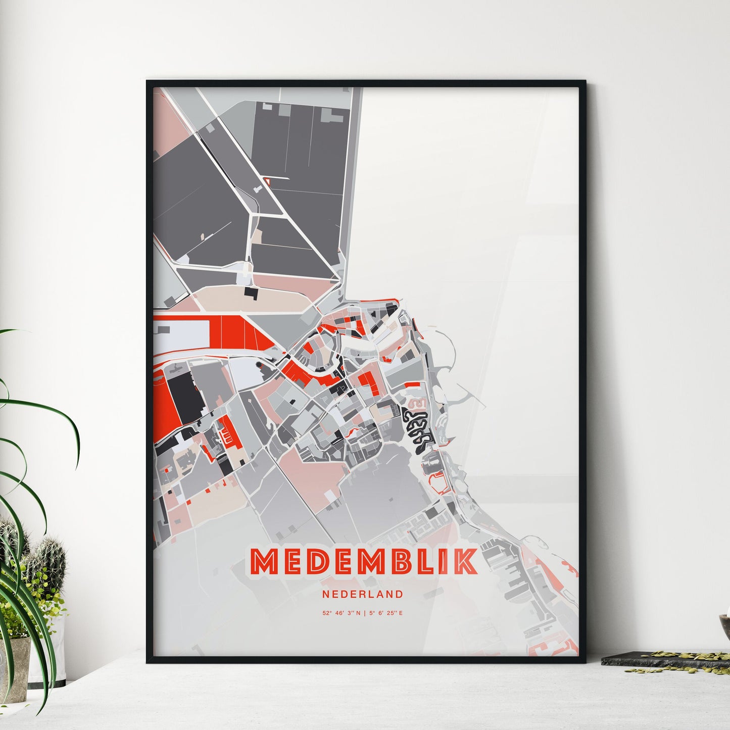 Colorful MEDEMBLIK NETHERLANDS Fine Art Map Modern