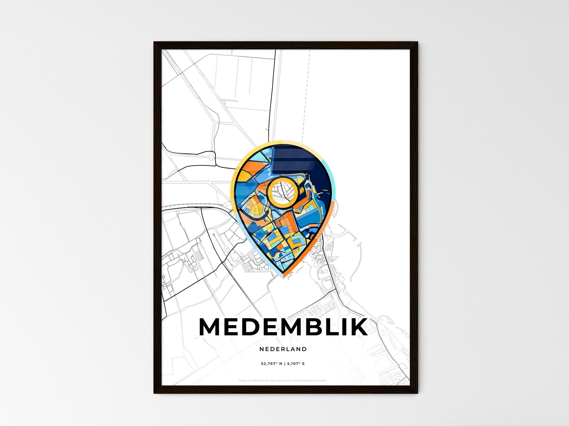 Medemblik Netherlands wedding art map with pointer icon