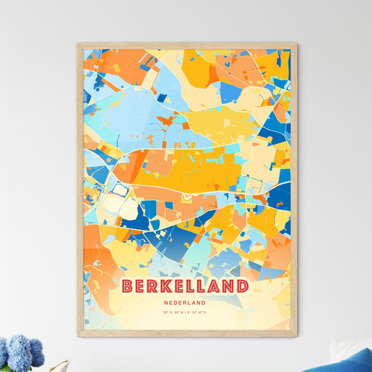 Colorful BERKELLAND NETHERLANDS Fine Art Map Blue Orange