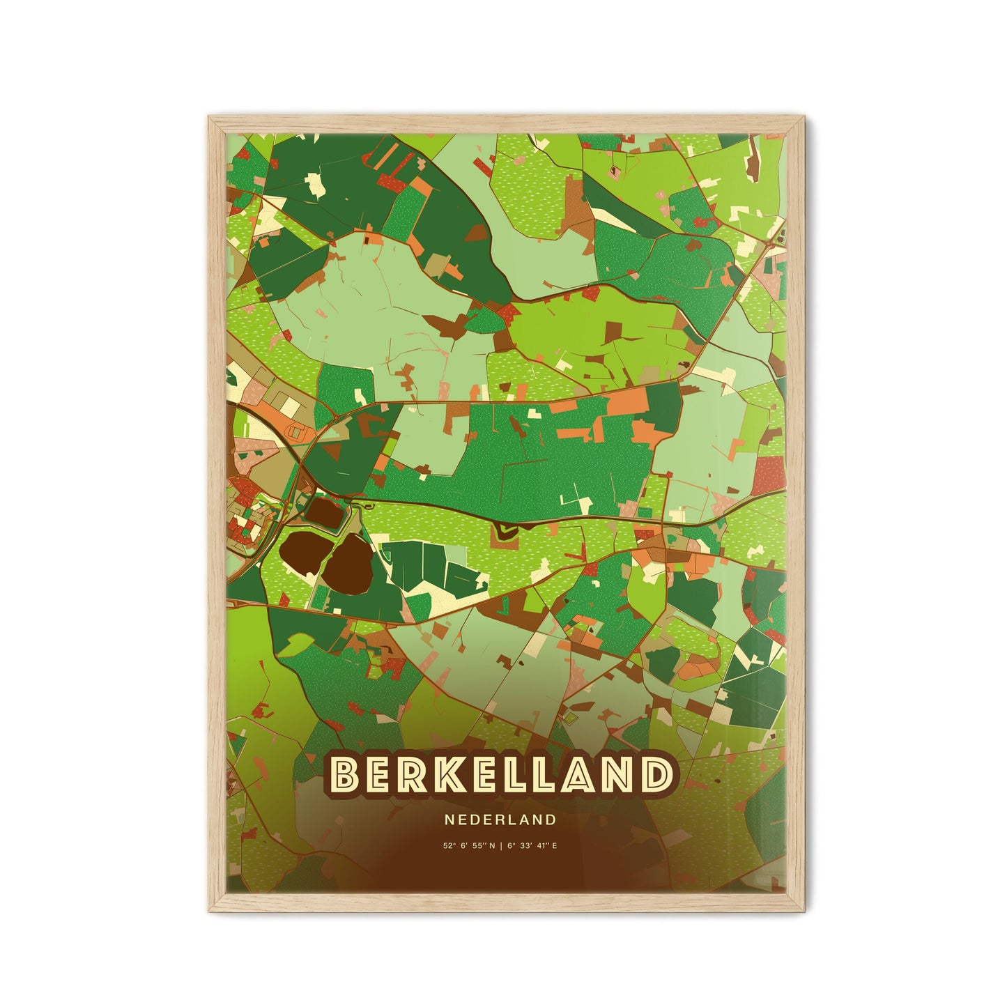 Colorful BERKELLAND NETHERLANDS Fine Art Map Farmhouse