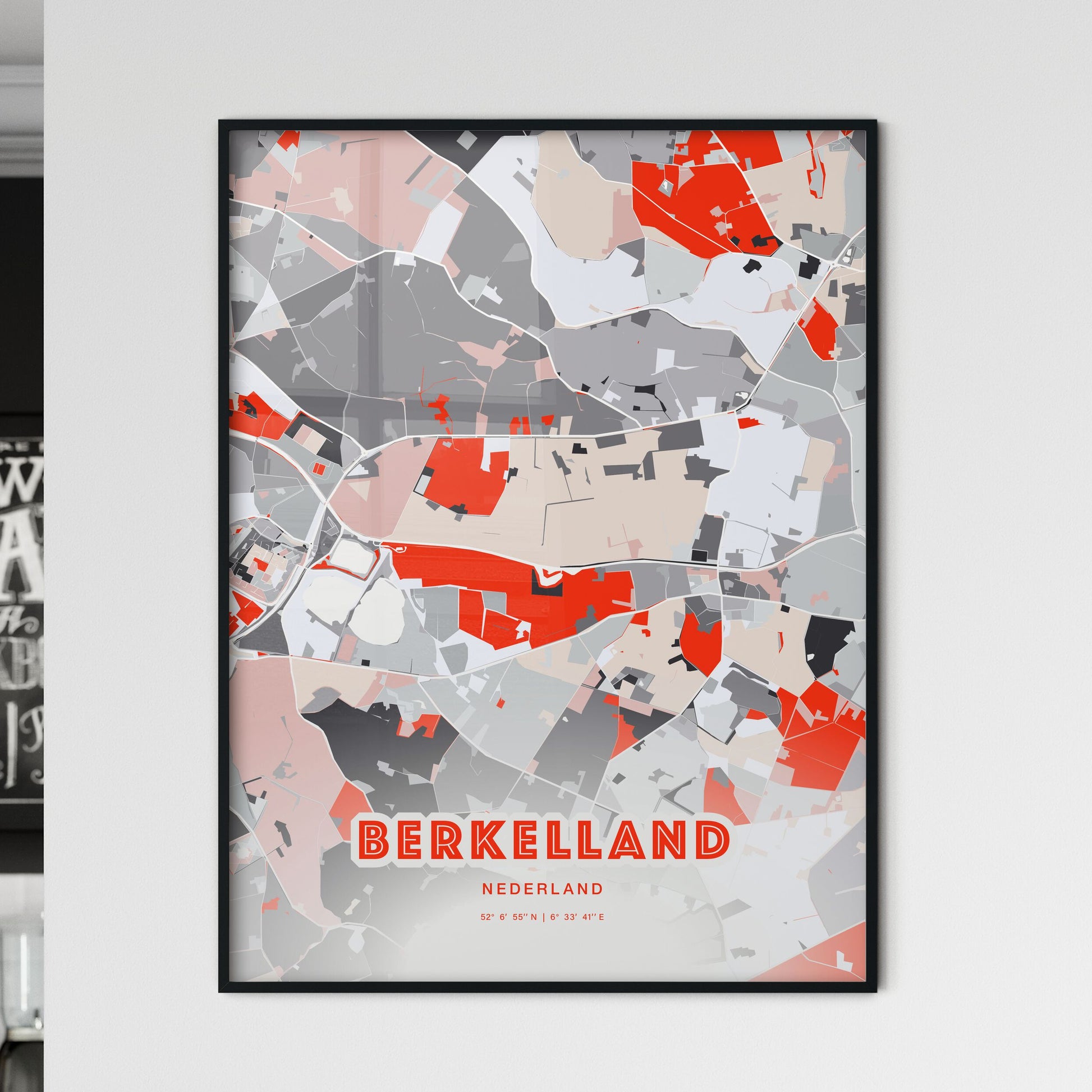 Colorful BERKELLAND NETHERLANDS Fine Art Map Modern