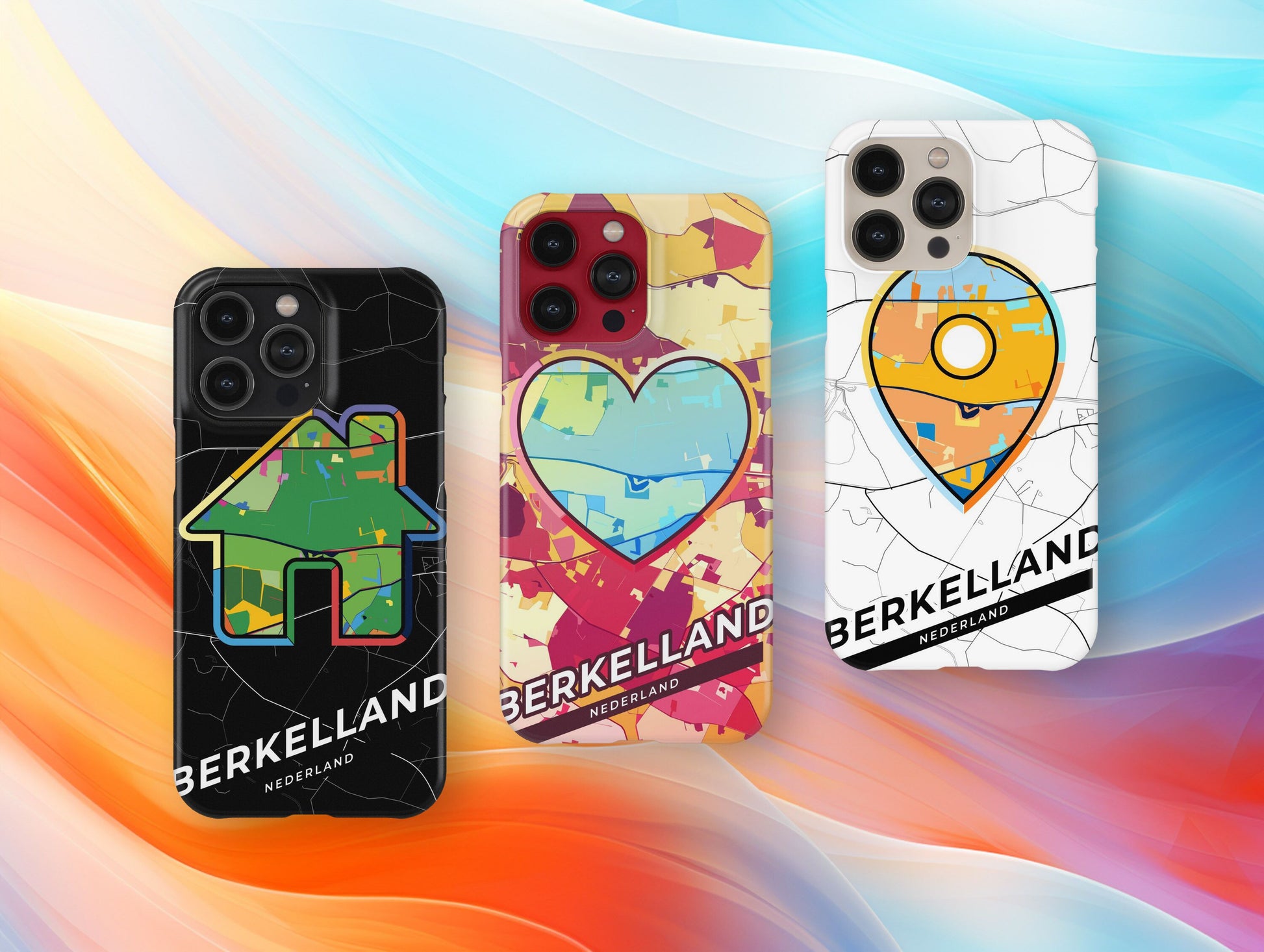 Berkelland Netherlands slim phone case with colorful icon. Birthday, wedding or housewarming gift. Couple match cases.