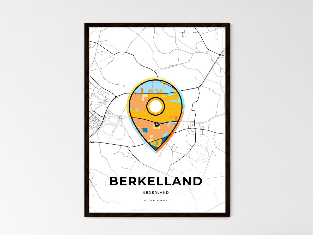 Berkelland Netherlands wedding art map with pointer icon