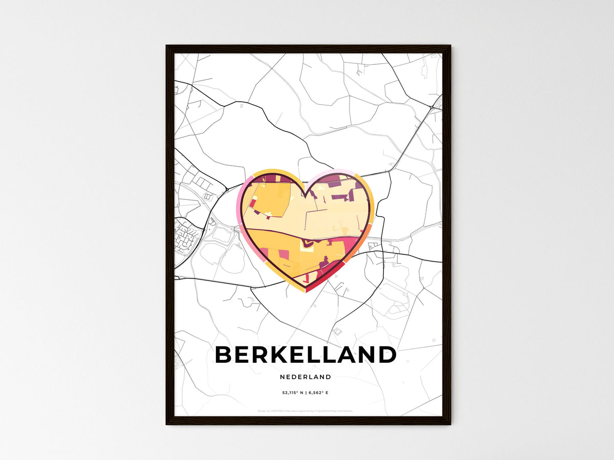 Berkelland Netherlands wedding art map with heart icon