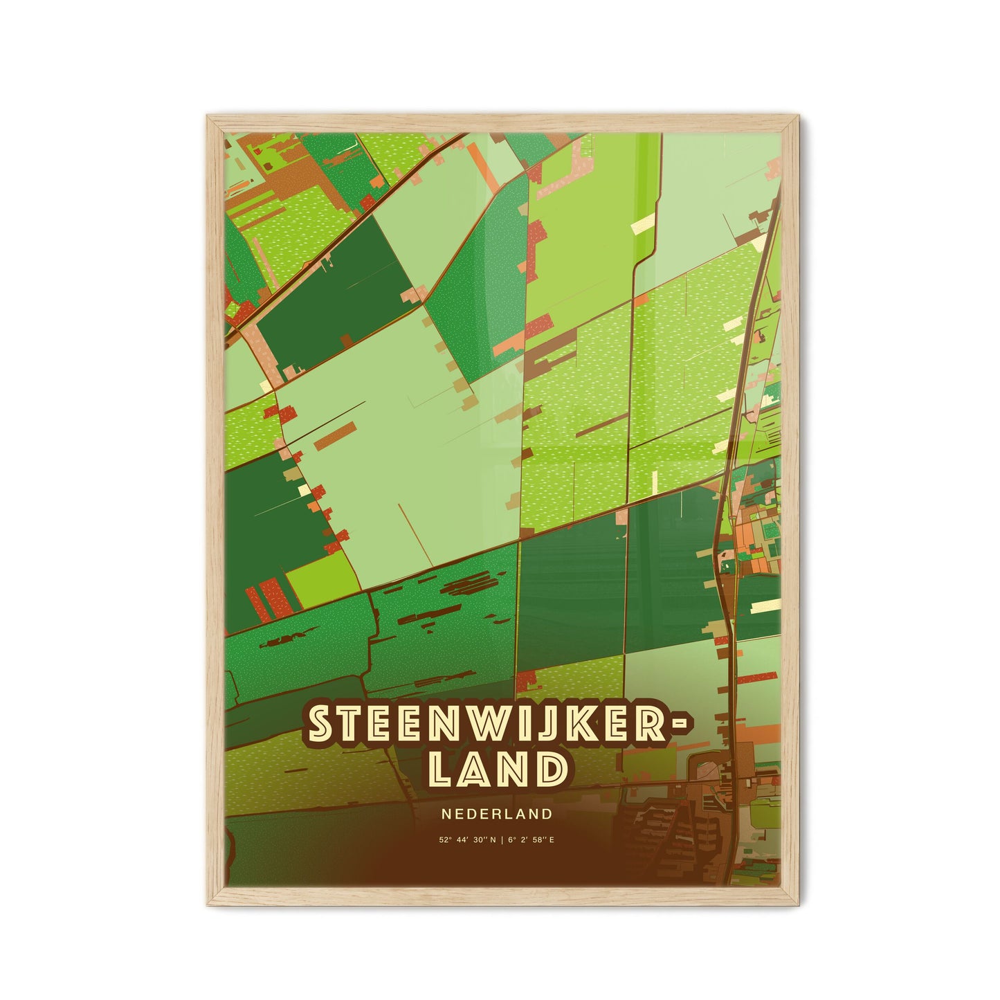 Colorful STEENWIJKERLAND NETHERLANDS Fine Art Map Farmhouse