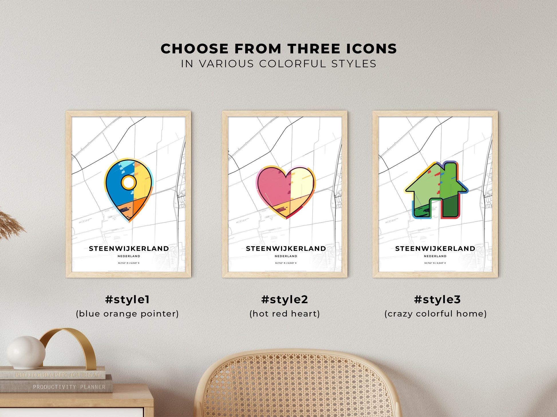 Steenwijkerland Netherlands maps with colorful icons