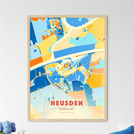 Colorful HEUSDEN NETHERLANDS Fine Art Map Blue Orange