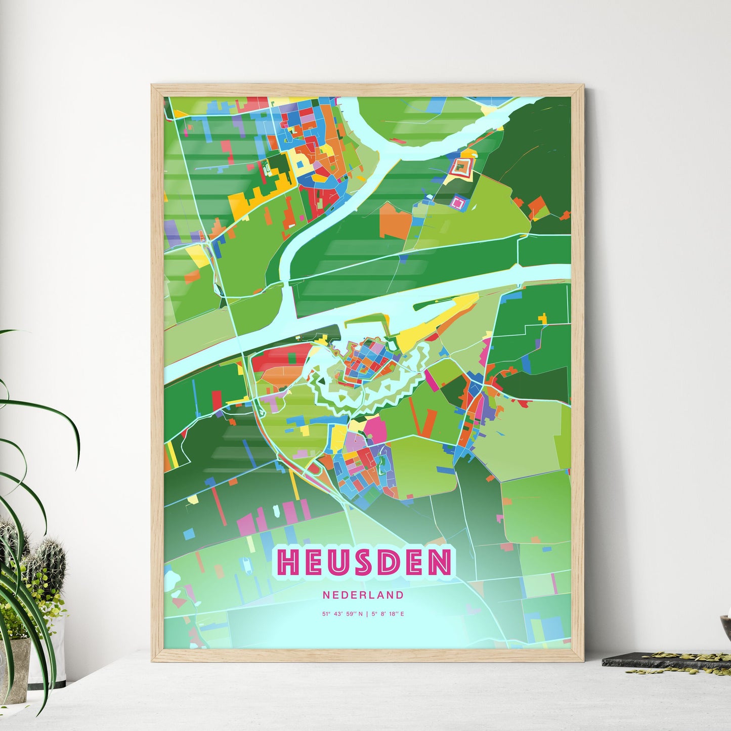 Colorful HEUSDEN NETHERLANDS Fine Art Map Crazy Colors