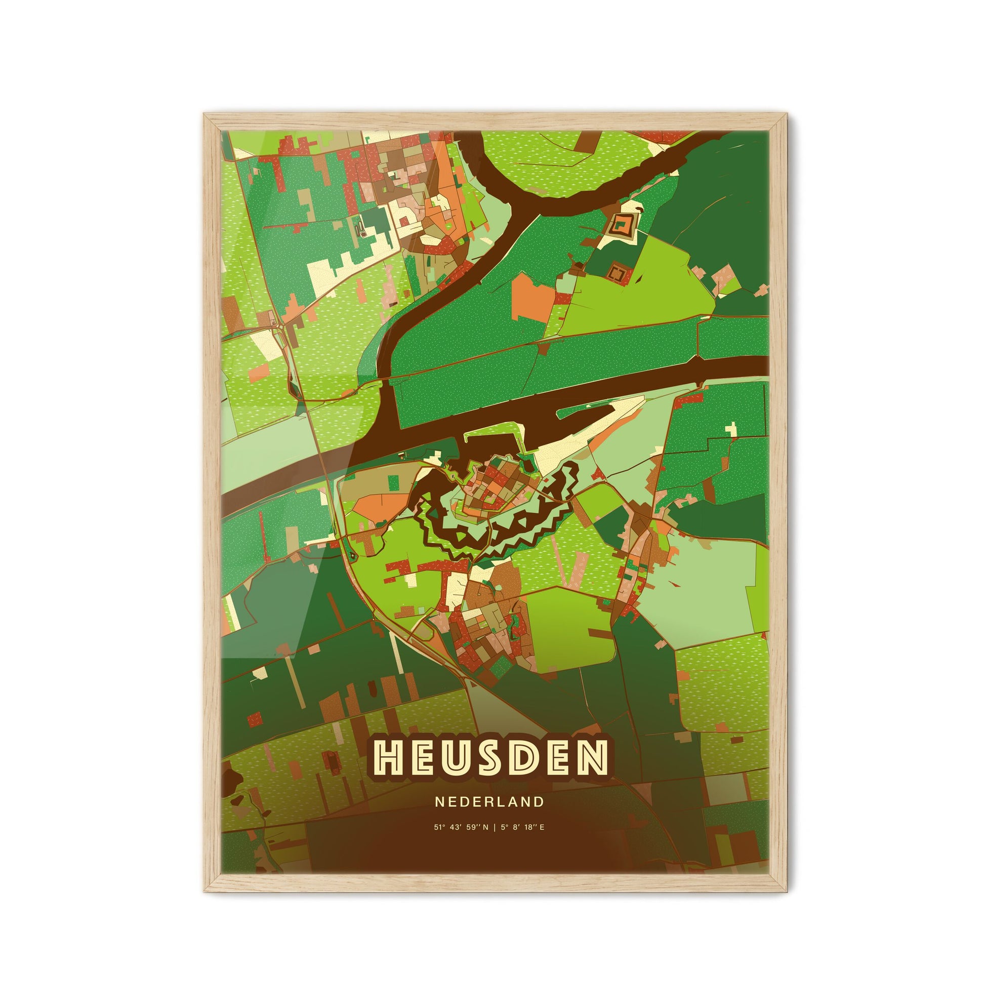 Colorful HEUSDEN NETHERLANDS Fine Art Map Farmhouse