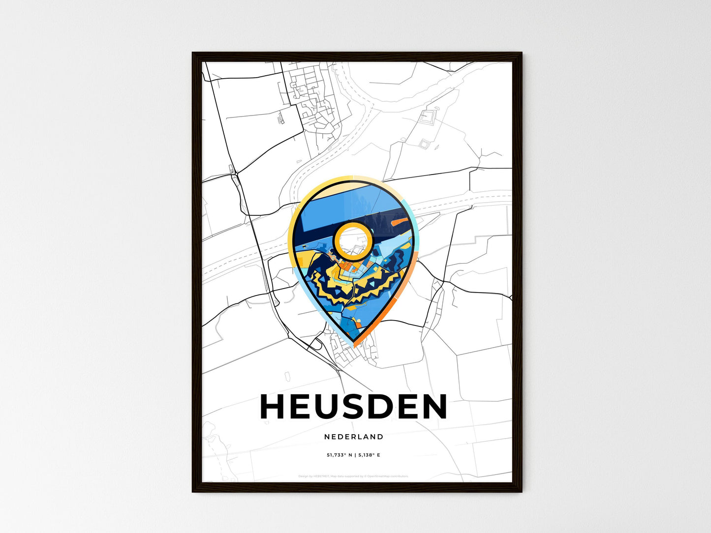 Heusden Netherlands wedding art map with pointer icon