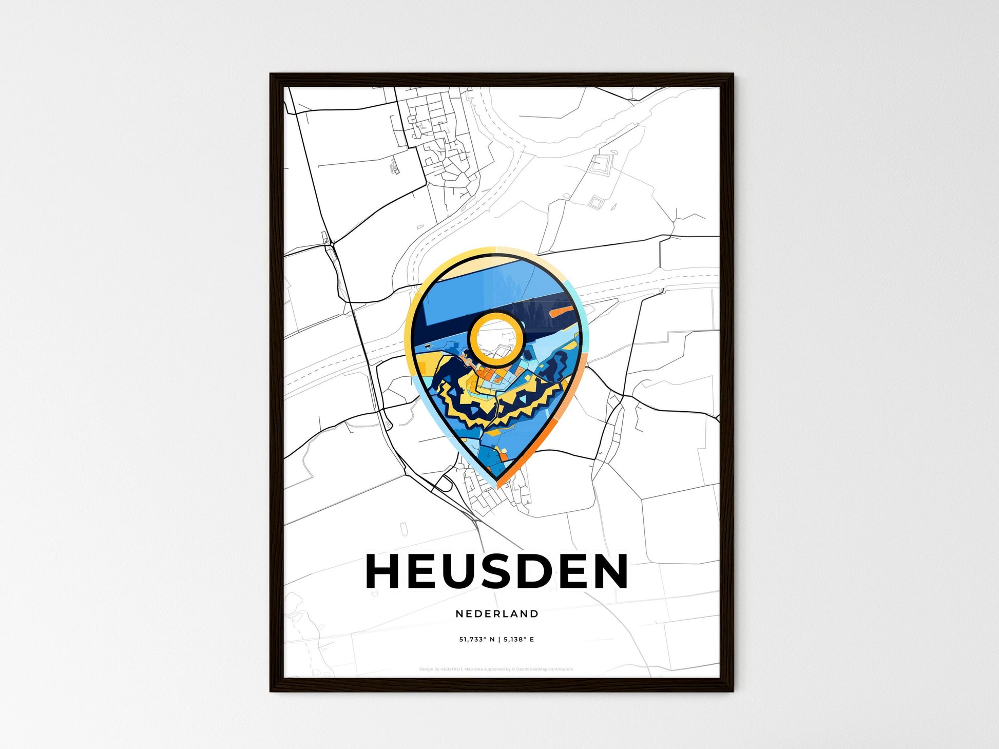 Heusden Netherlands wedding art map with pointer icon