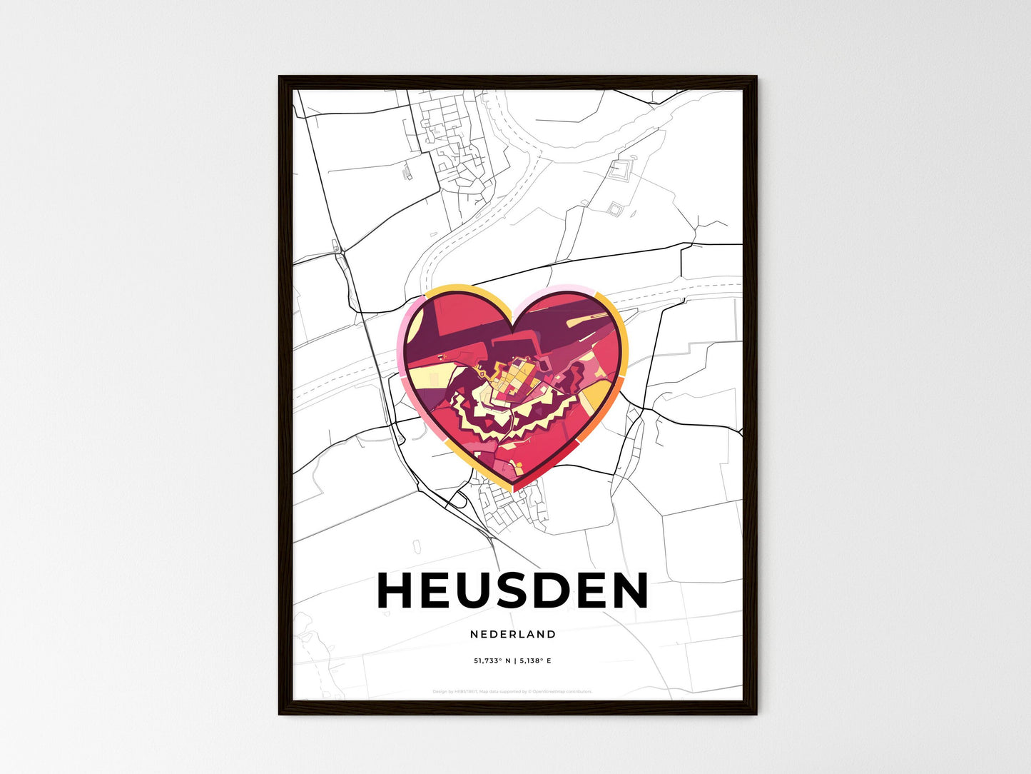 Heusden Netherlands wedding art map with heart icon