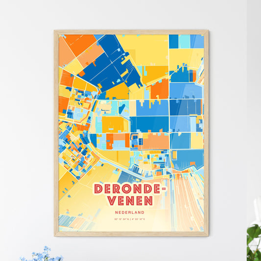 Colorful DE RONDE VENEN NETHERLANDS Fine Art Map Blue Orange