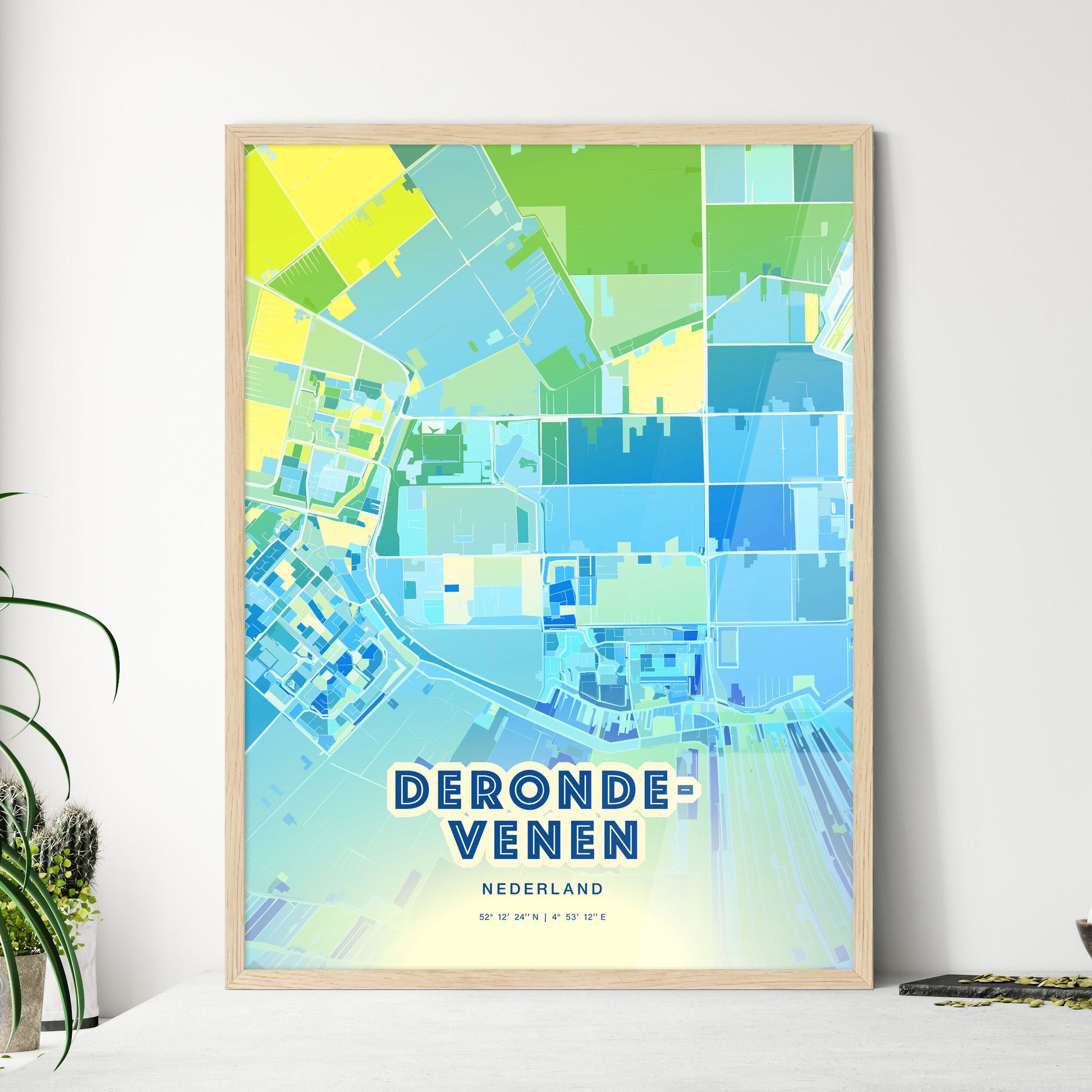 Colorful DE RONDE VENEN NETHERLANDS Fine Art Map Cool Blue