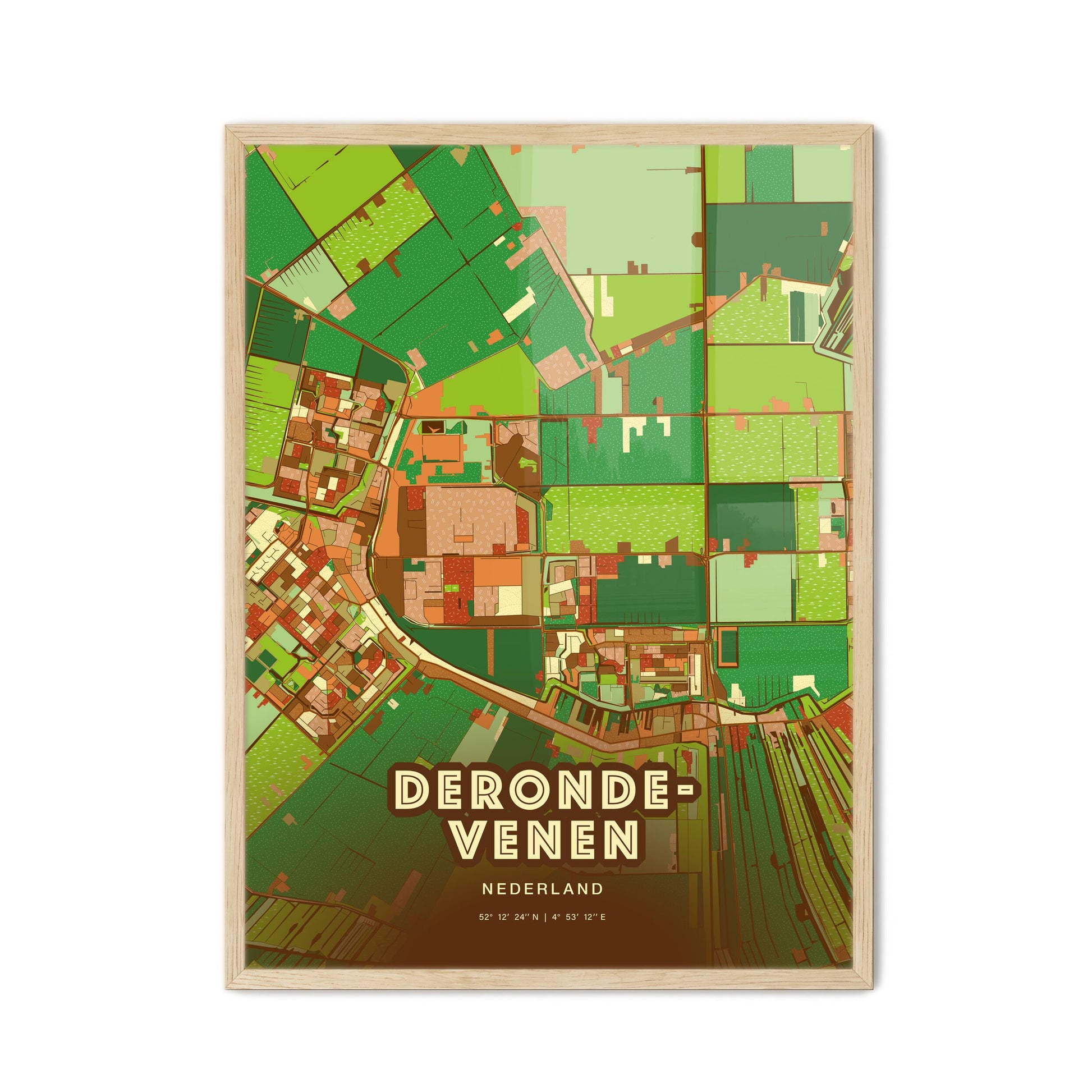 Colorful DE RONDE VENEN NETHERLANDS Fine Art Map Farmhouse